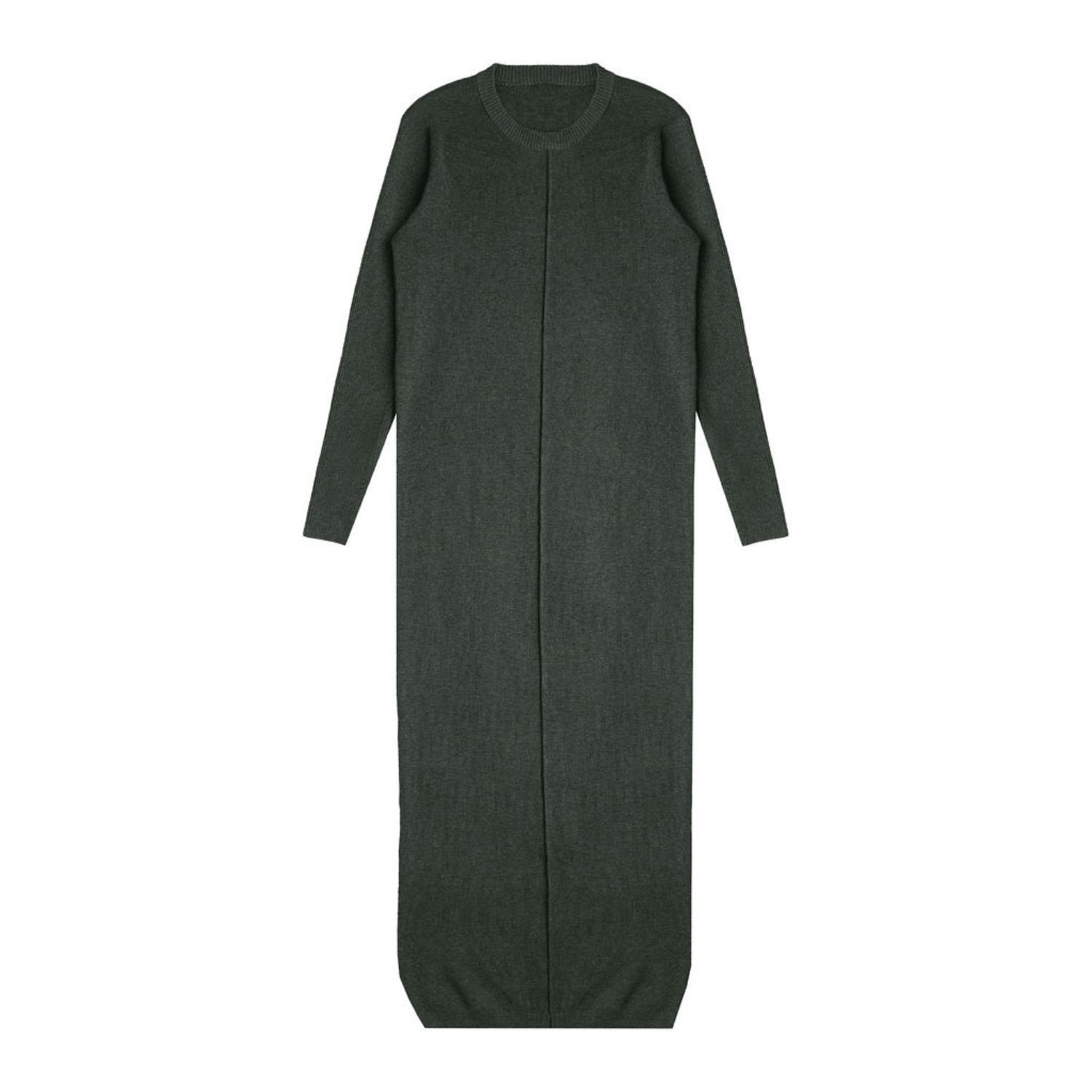 Rave On Trend Women's Green Knitted Maxi Dress In Olive In Green