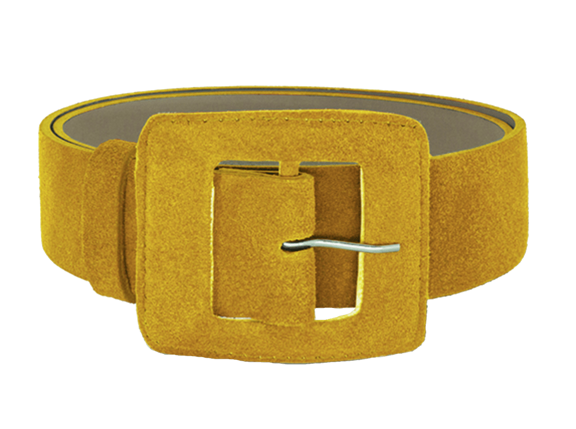 Women’s Yellow / Orange Suede Square Buckle Belt - Mustard Large Beltbe