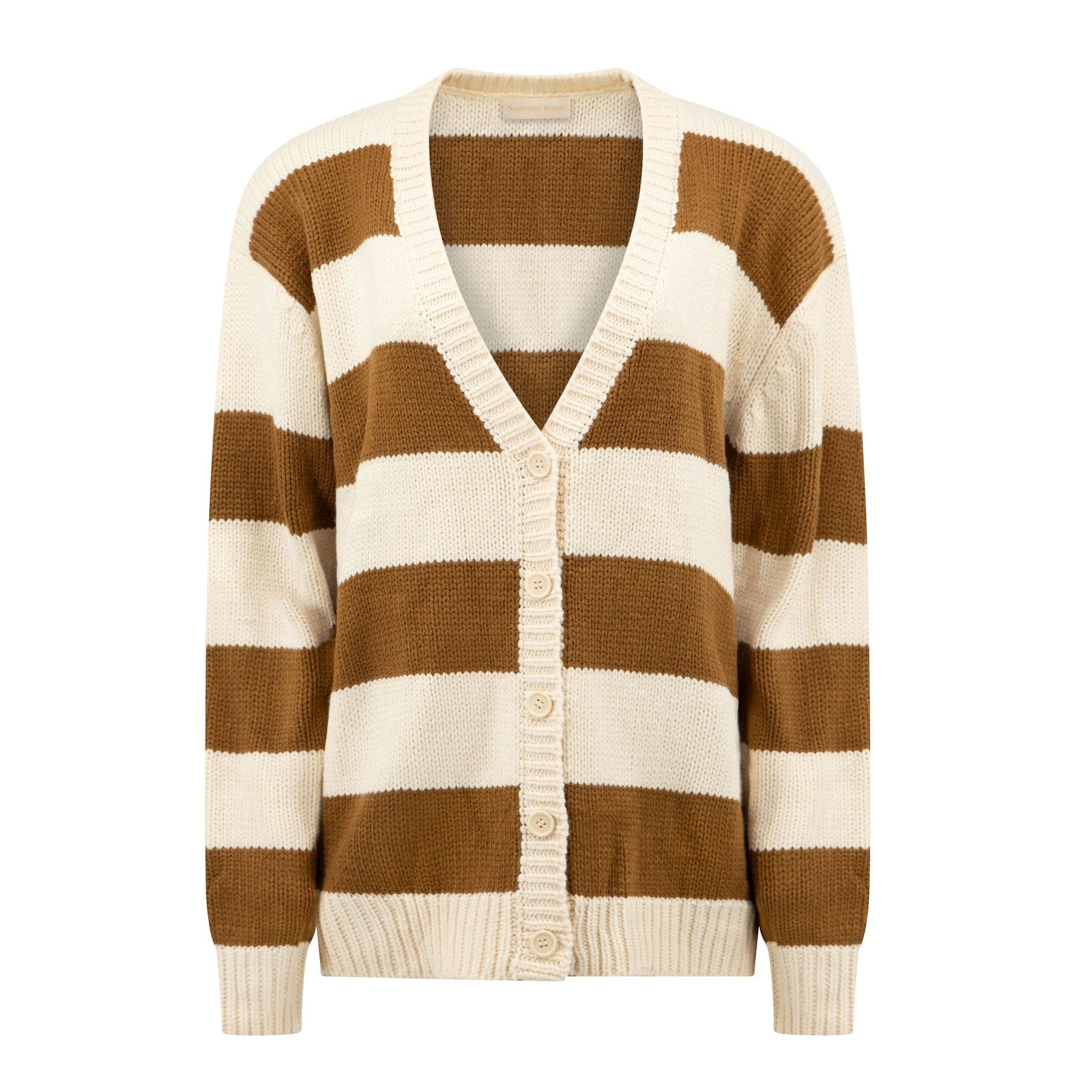 Women’s Brown Oversized Knitted Striped Cardigan S/M Summer Wren