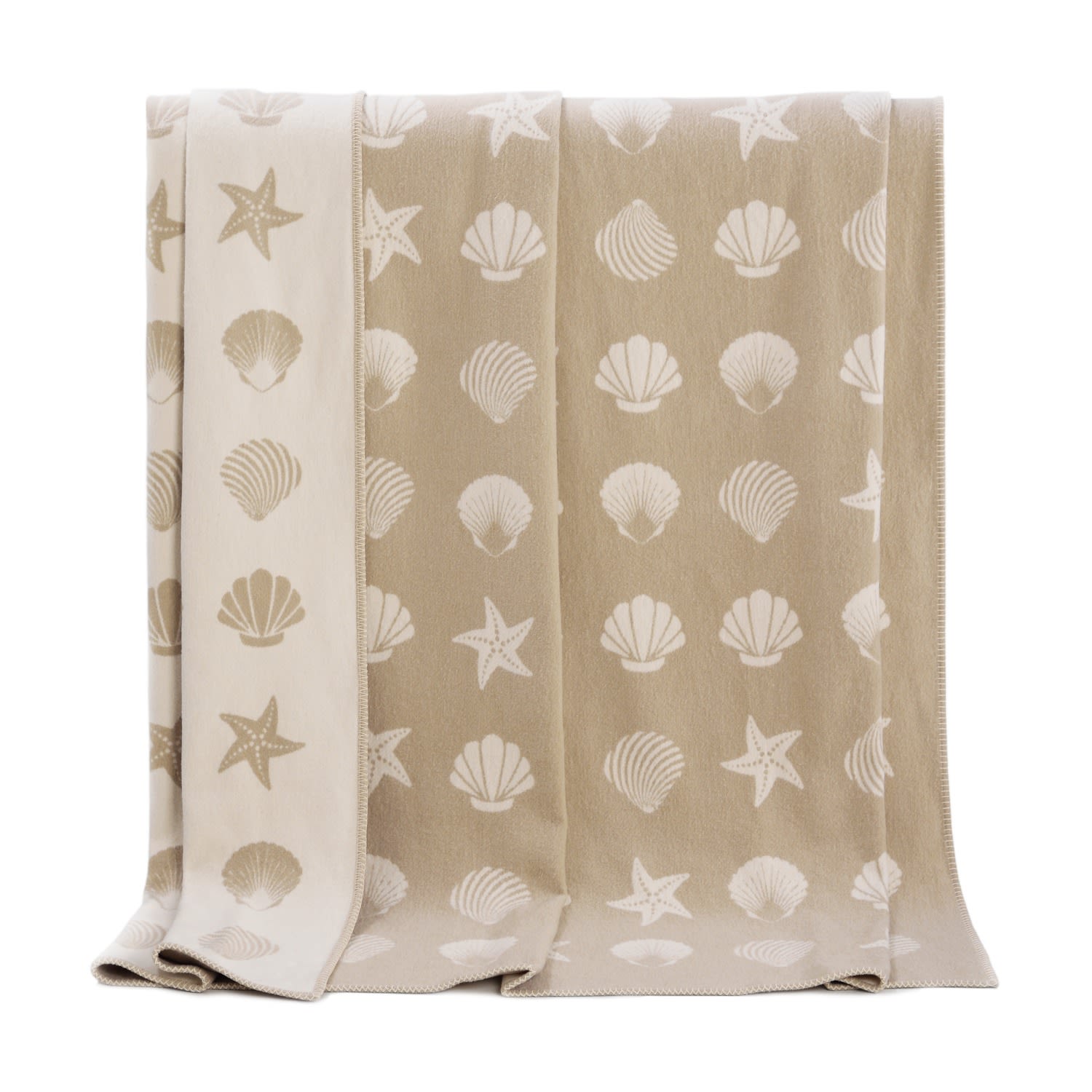 Neutrals Beige Seashells Cotton Blanket J. j.textile