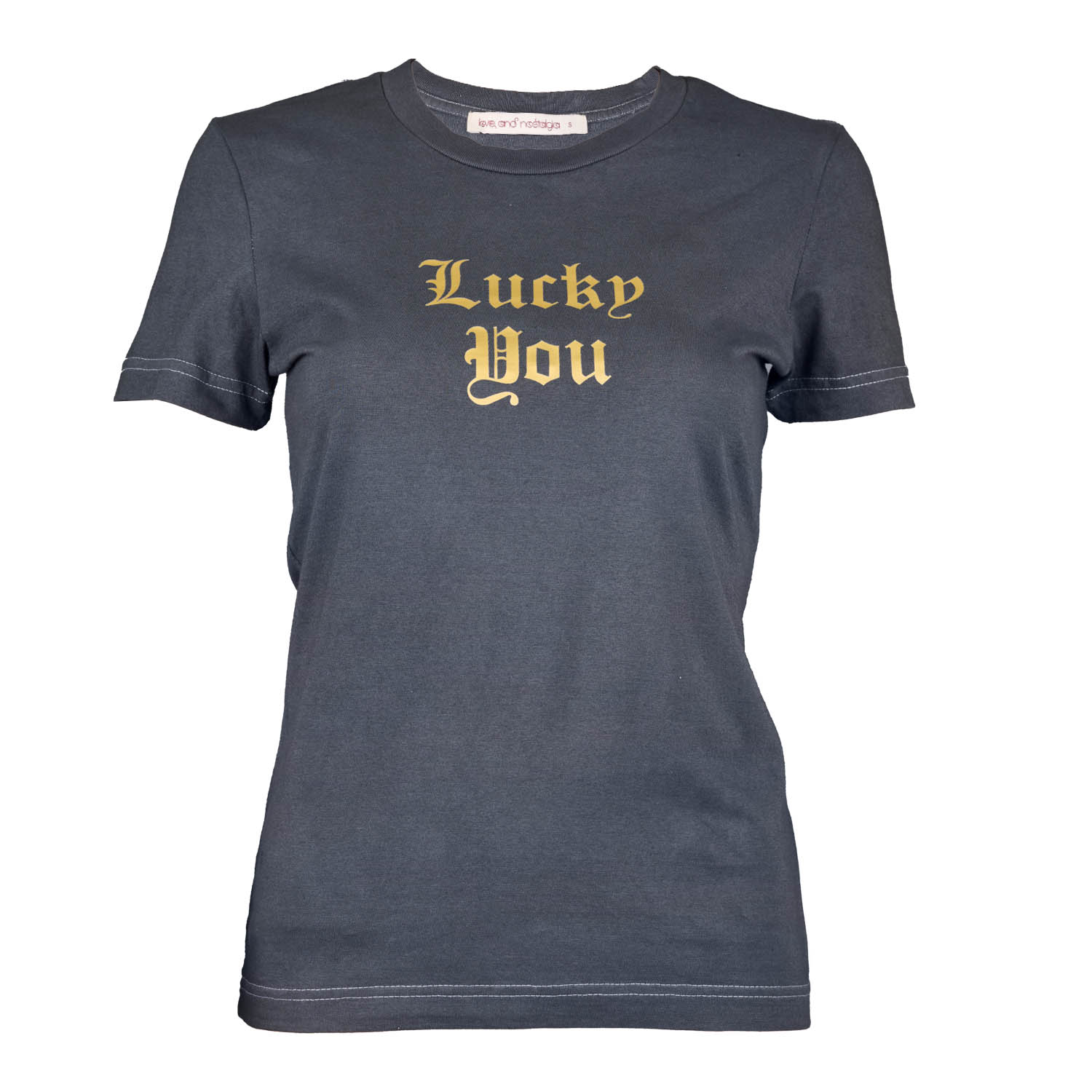 Love And Nostalgia Women's Grey Margot Tee - Lucky You In Gray