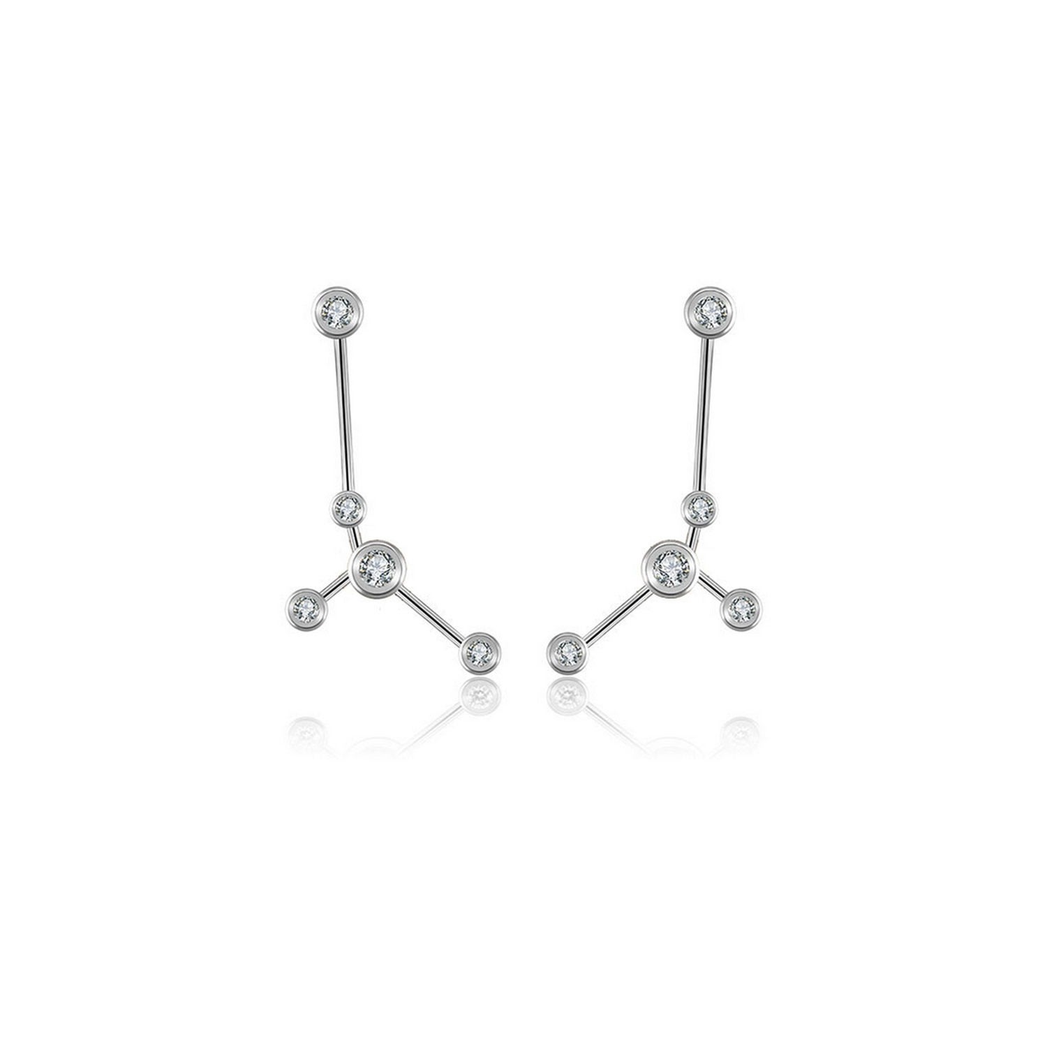 Women’s Cancer Zodiac Constellation Earring 18K White Gold & Diamond Genevieve Collection