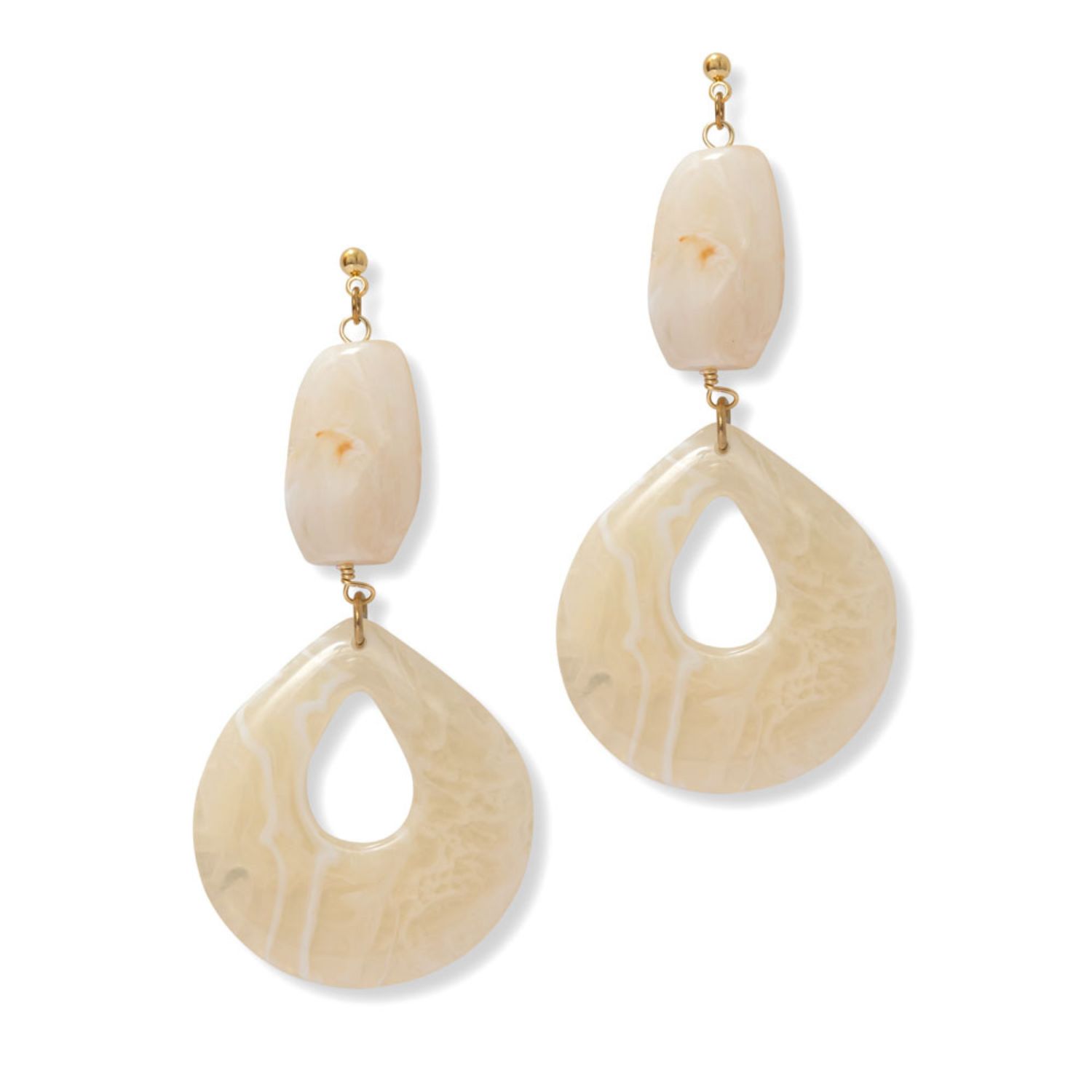 A Weathered Penny Women's Neutrals / White / Gold Marble Palm Earrings In Gold