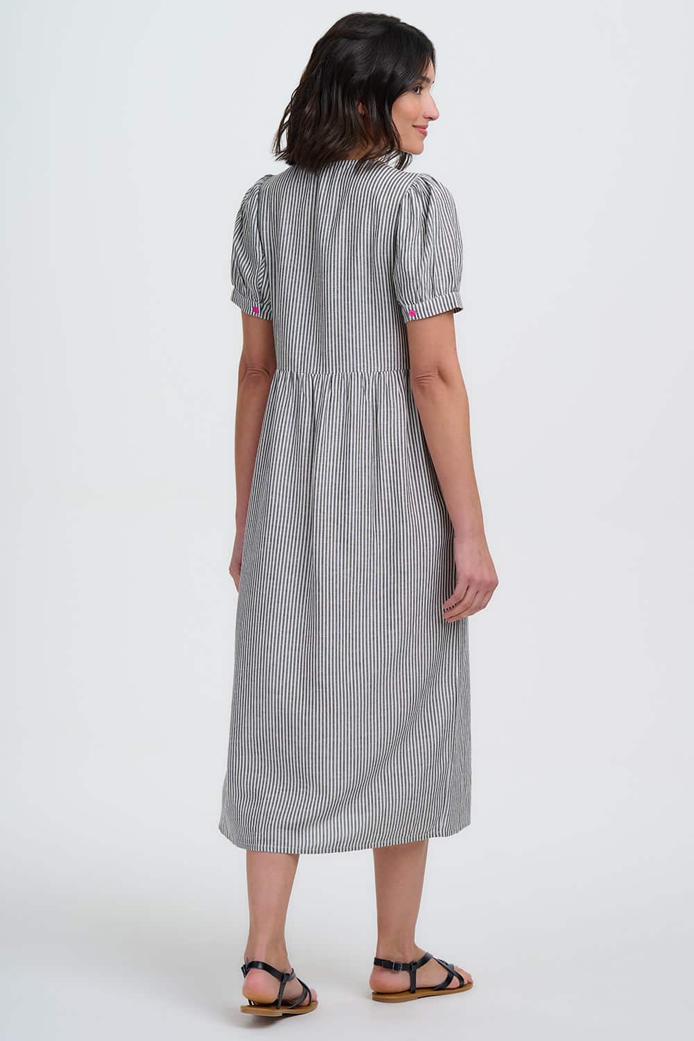 Ruby Midi Smock Dress Monochrome Stripe, Garden Floral | Sugarhill