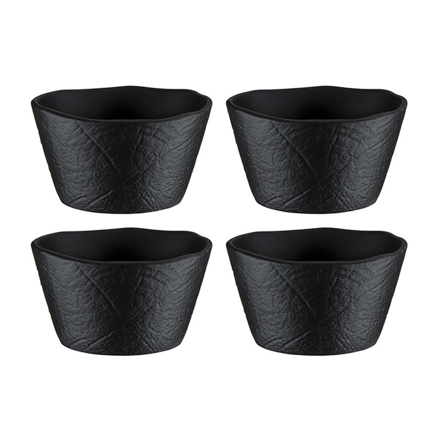 Turgla Home Shade Square Black Porcelain Ramekin Set Of Four