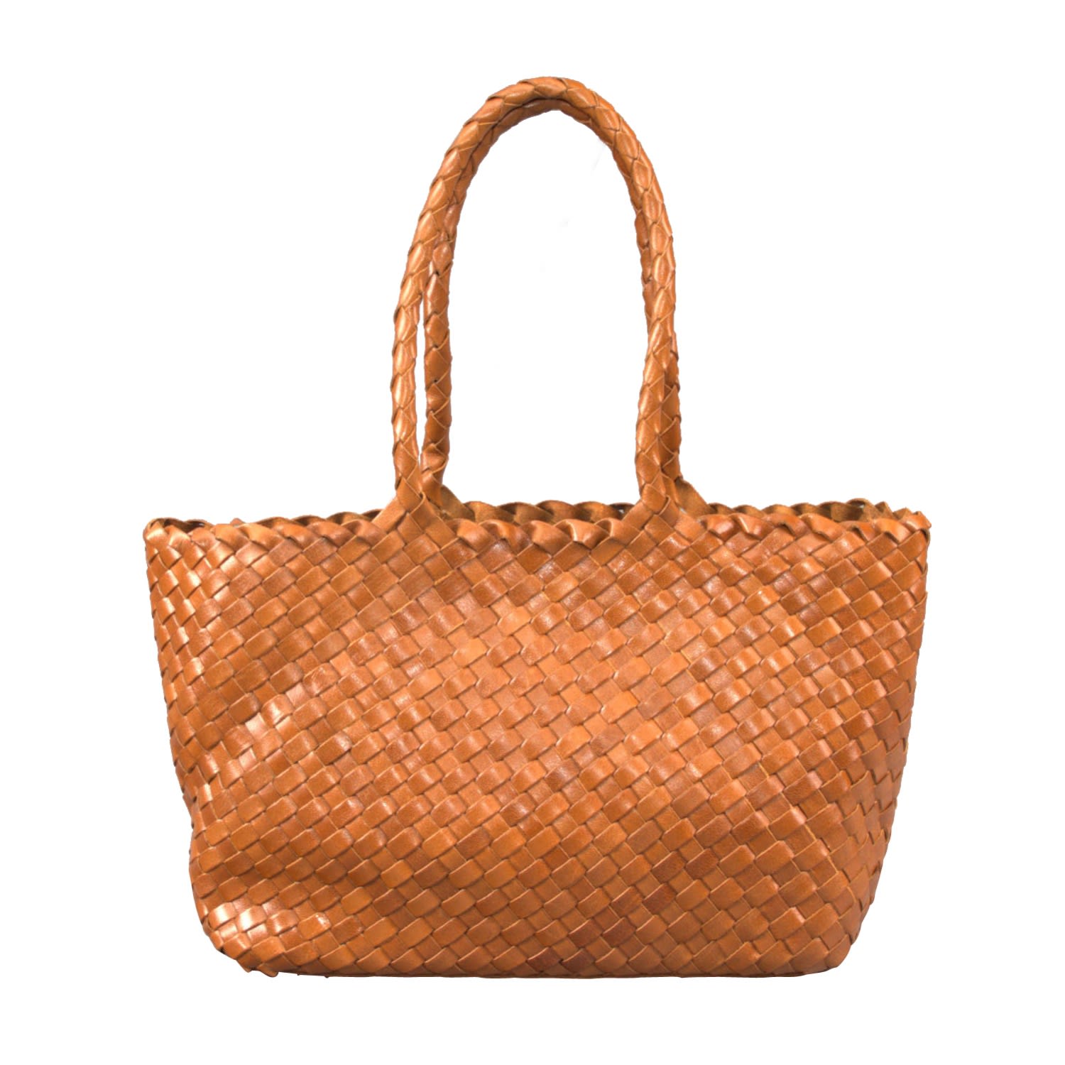 Rimini Women's Brown Woven Leather Handbag 'amadea' - Tan In Brown