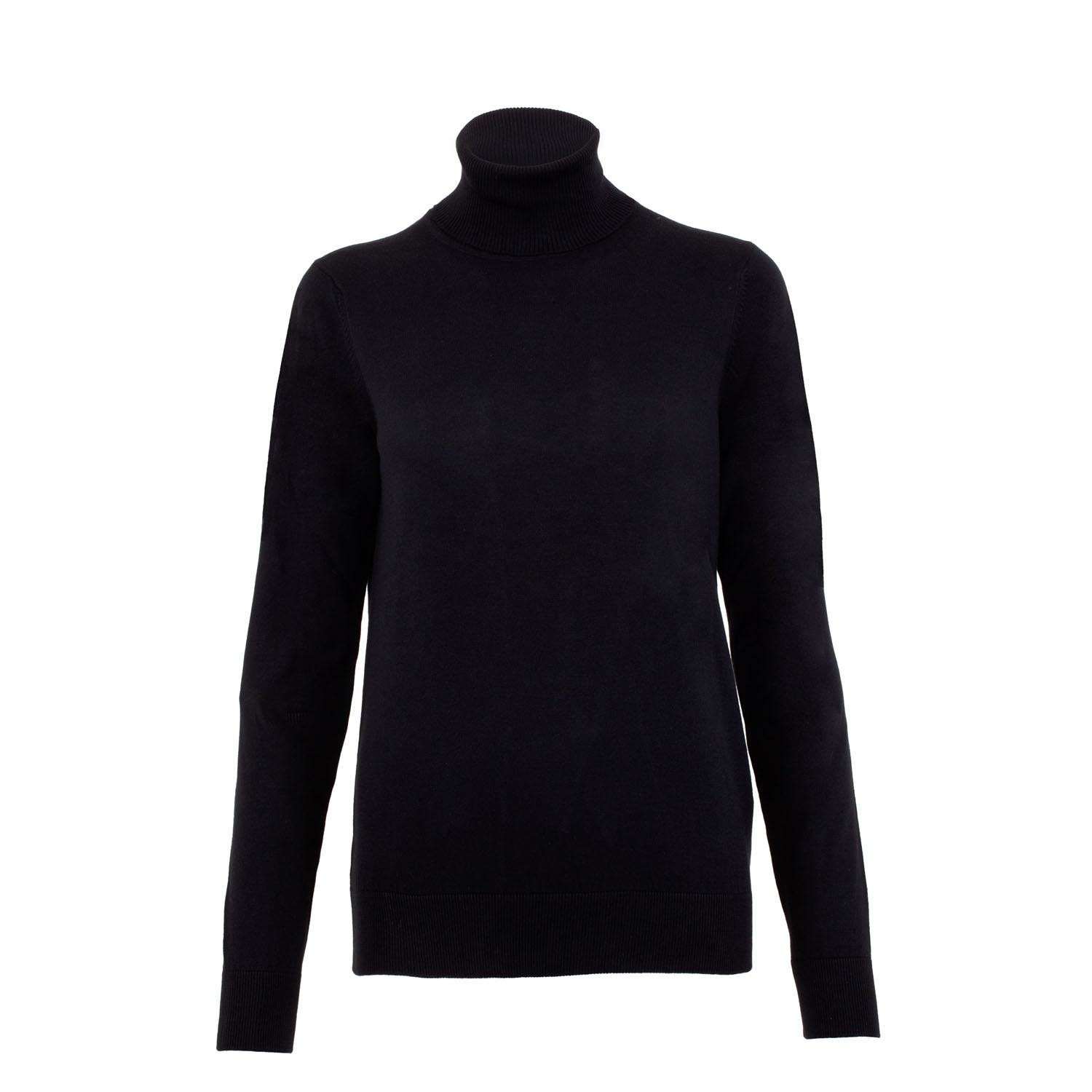 Women’s Terri Ultra-Fine Cotton Roll Neck Long Sleeve Jumper - Black Medium Paul James Knitwear