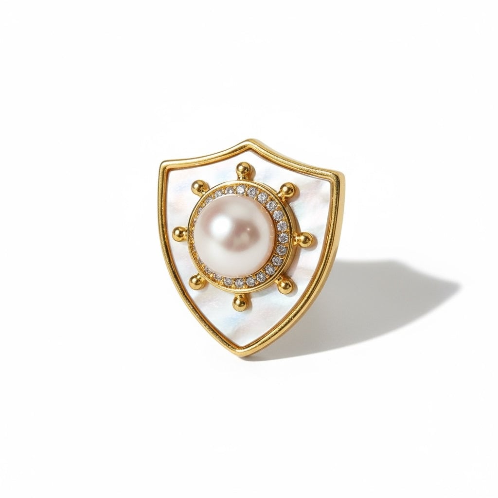 Ninemoo Women's Gold Guardian Pearl Brooch In Gold