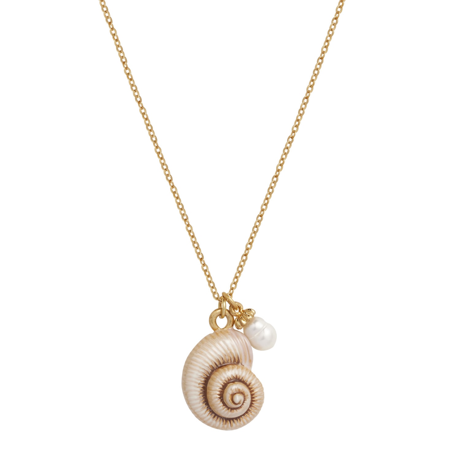 Women’s Fable Sea Snail Shell And Pearl Worn Gold Short Necklace Fable England