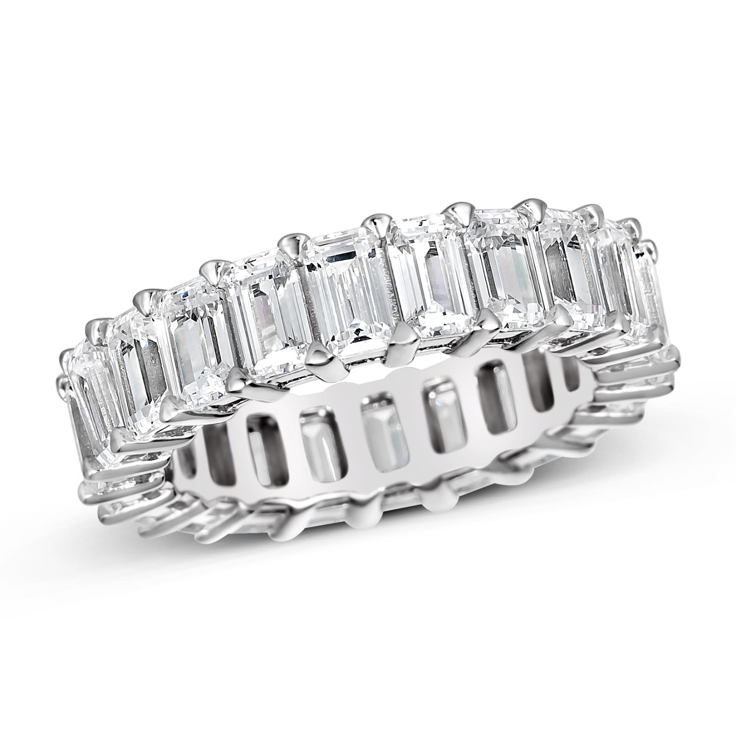 Women’s Silver Grace Emerald Cut Eternity Ring Anna Zuckerman