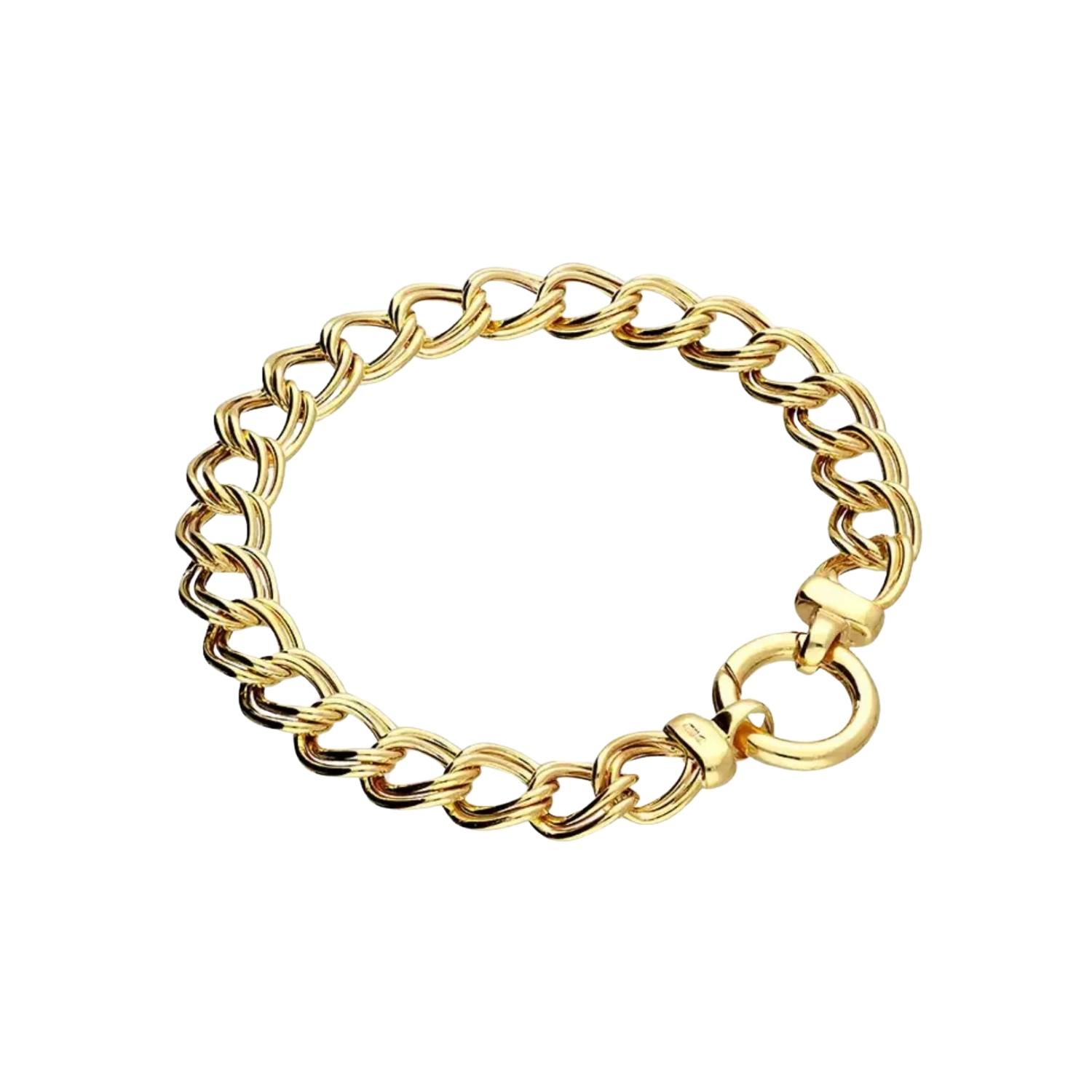 Women’s Double Link Curb Chain Bracelet Gold Plated Fiyah Jewellery