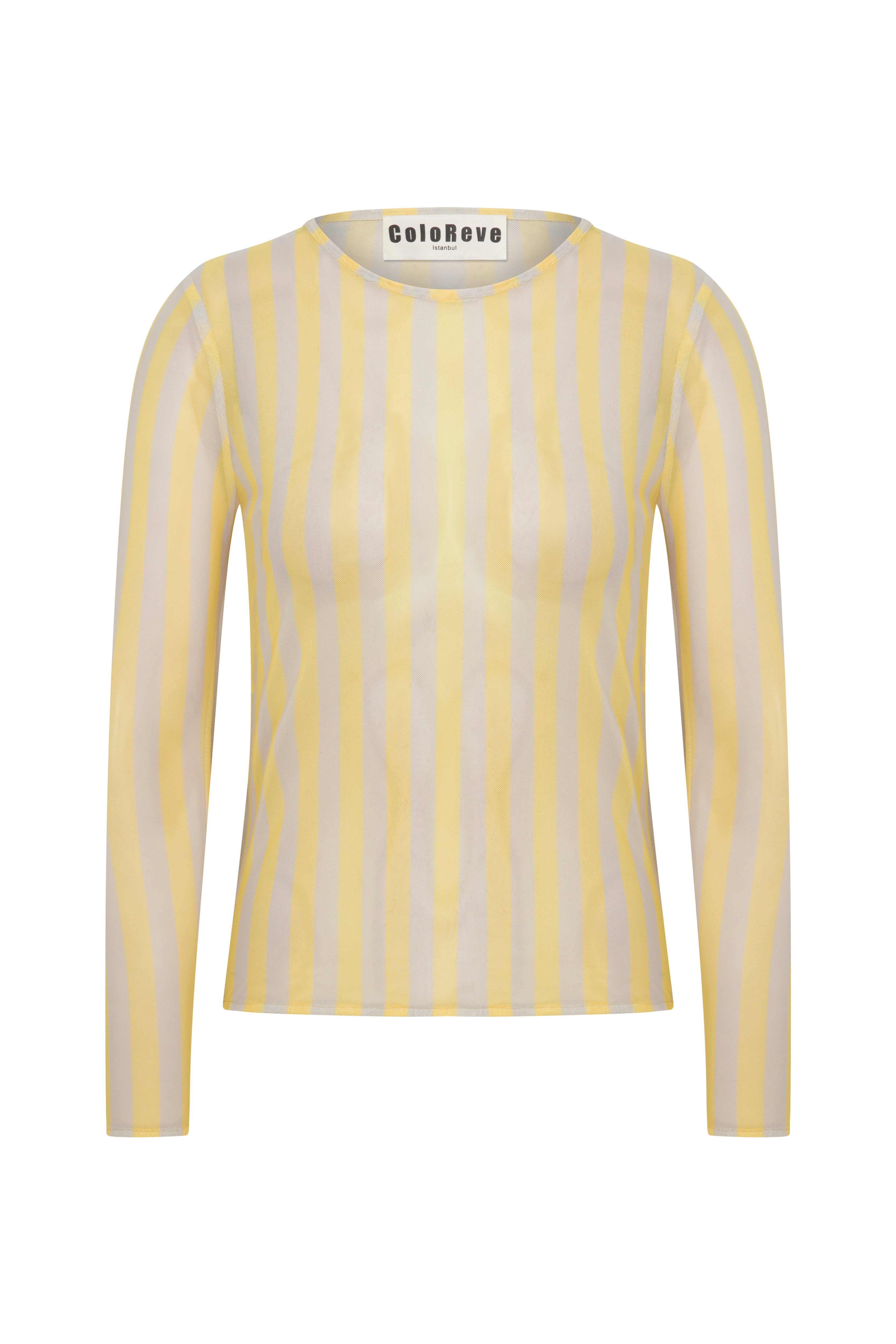 Coloreve Women's Printed Mesh Long Sleeve T-shirt - Yellow In Yellow