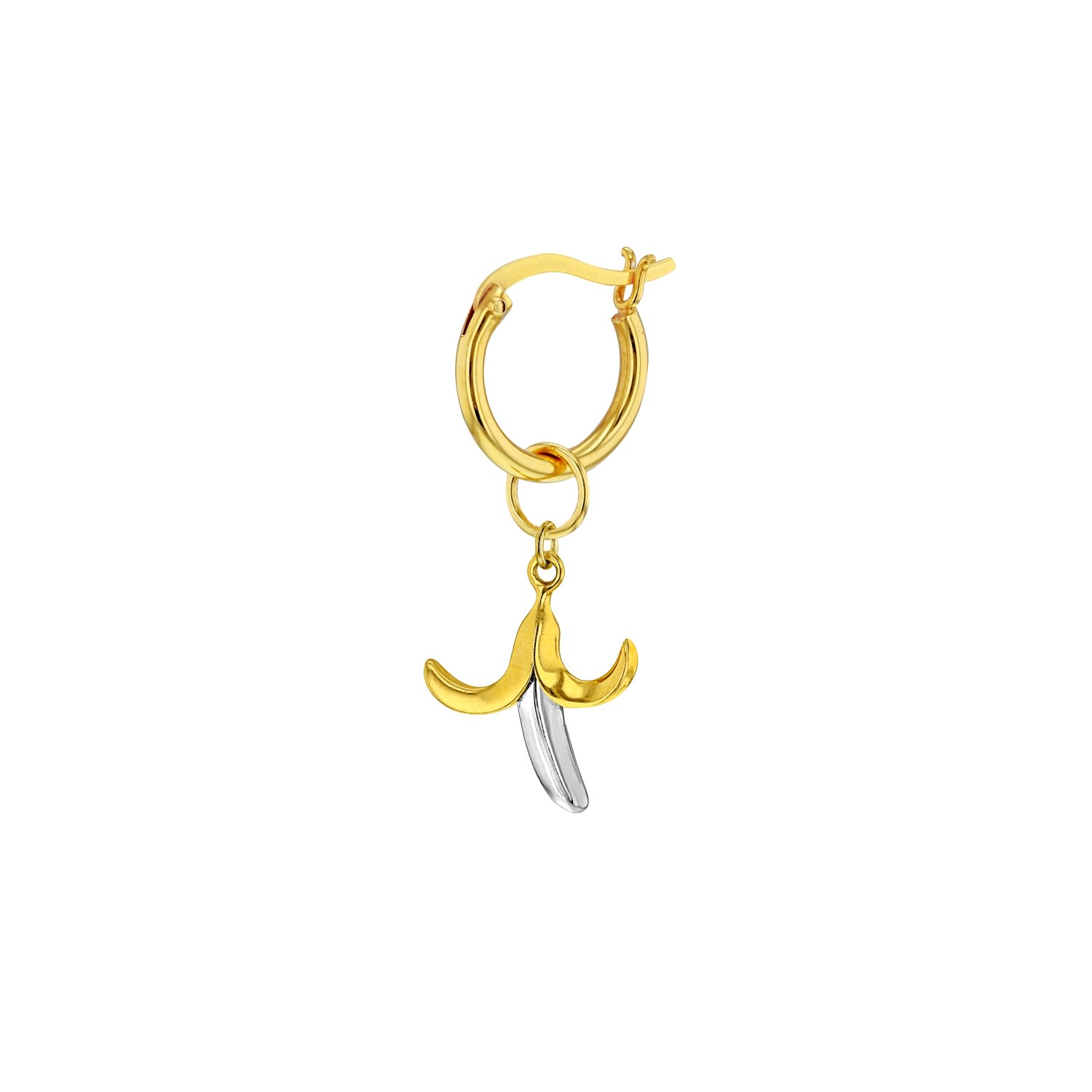 True Rocks Men's Gold / Silver Sterling Silver & 18kt Gold Plated 2-tone Mini Banana Charm On Gold Hoop In Multi
