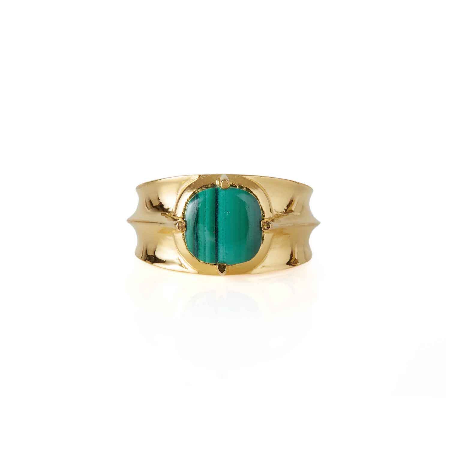 Women’s Gold / Green Athena Malachite Ring Gold Rachel Entwistle Jewellery