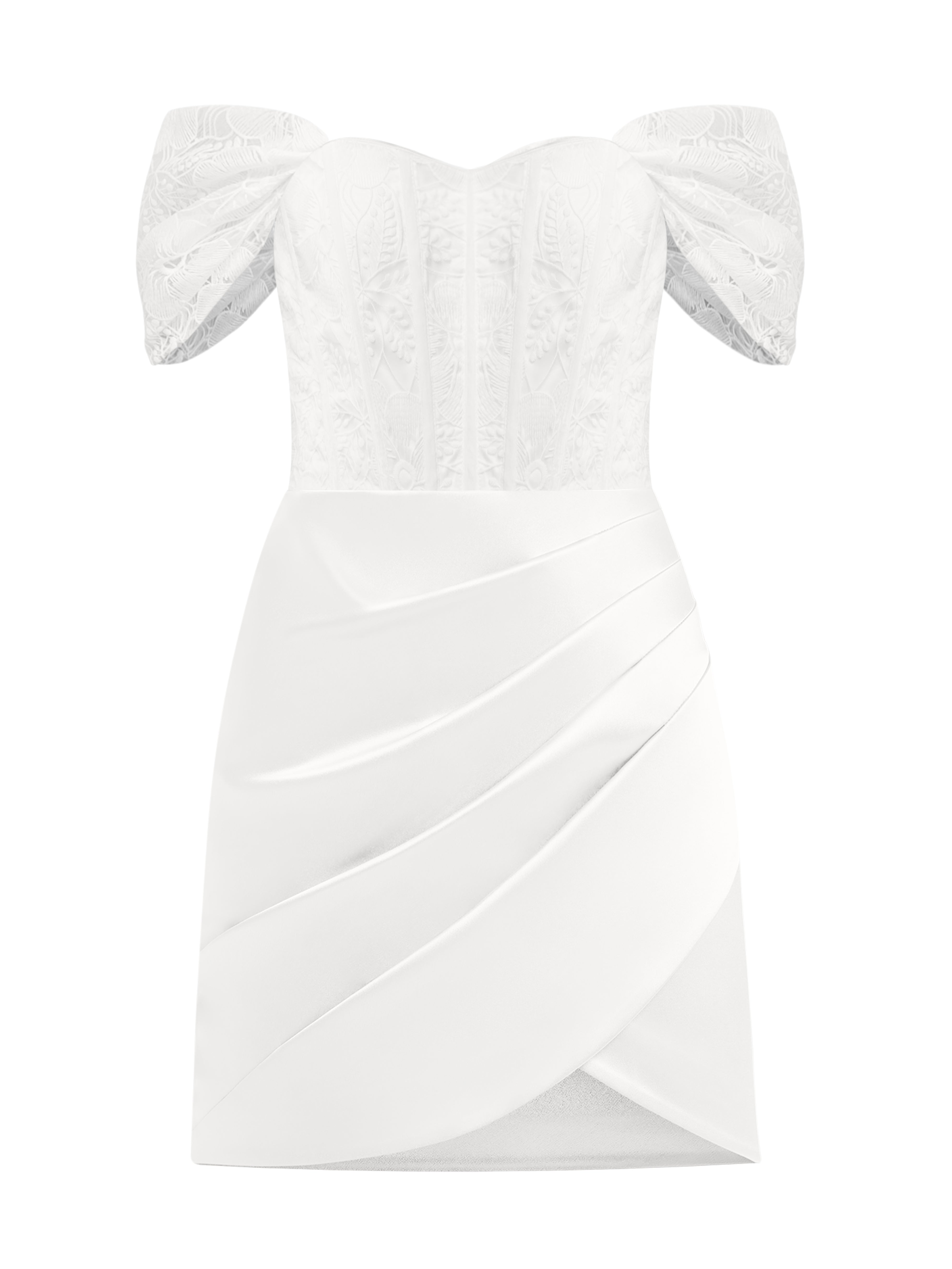 Tia Dorraine Women's A Touch Of Glamour Satin Mini Dress With Lace - White In White