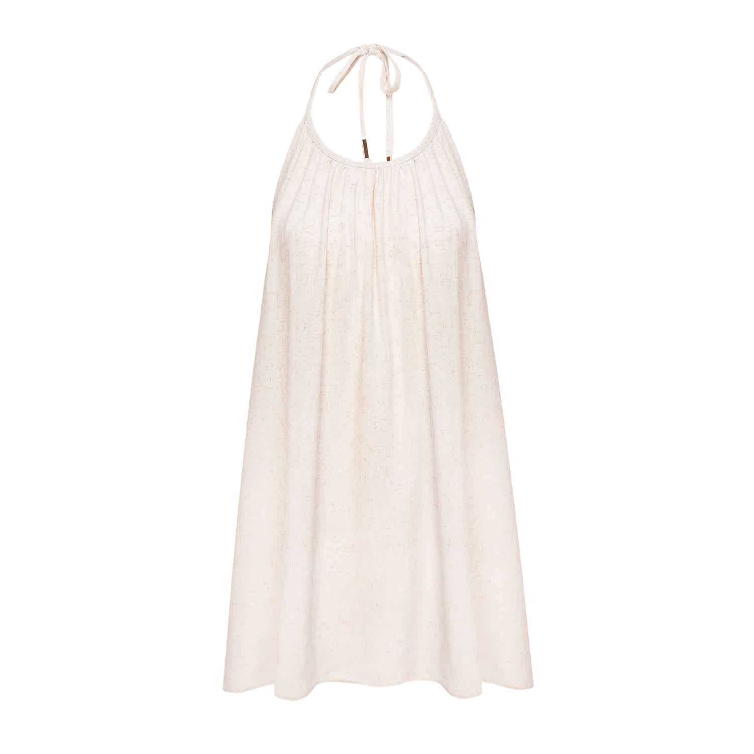 Mandragora Sola Open Back Viscose and Linen Dress - Beige