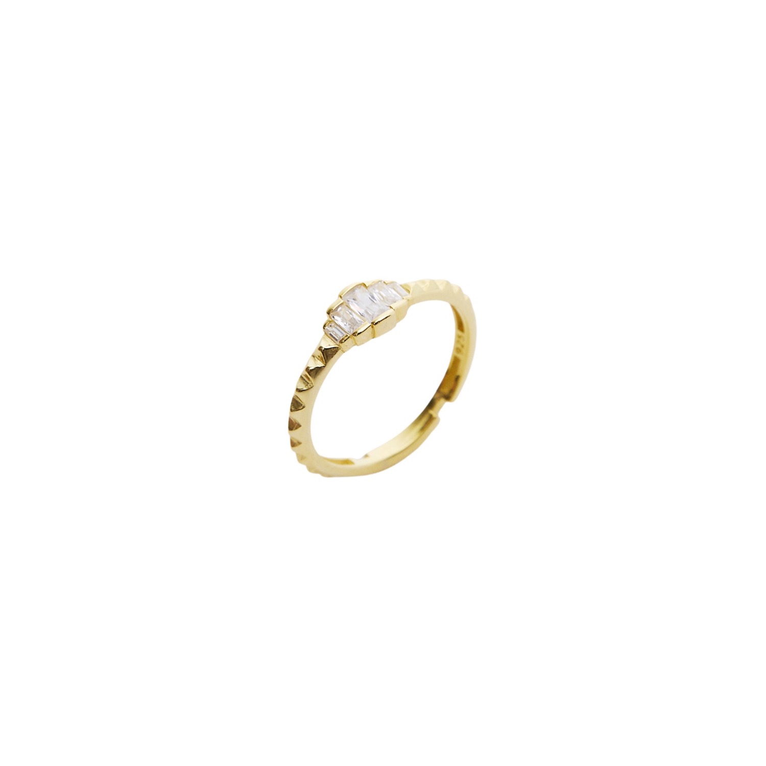 Women’s Three Stone Sterling Silver Stacking Ring - Gold Spero London