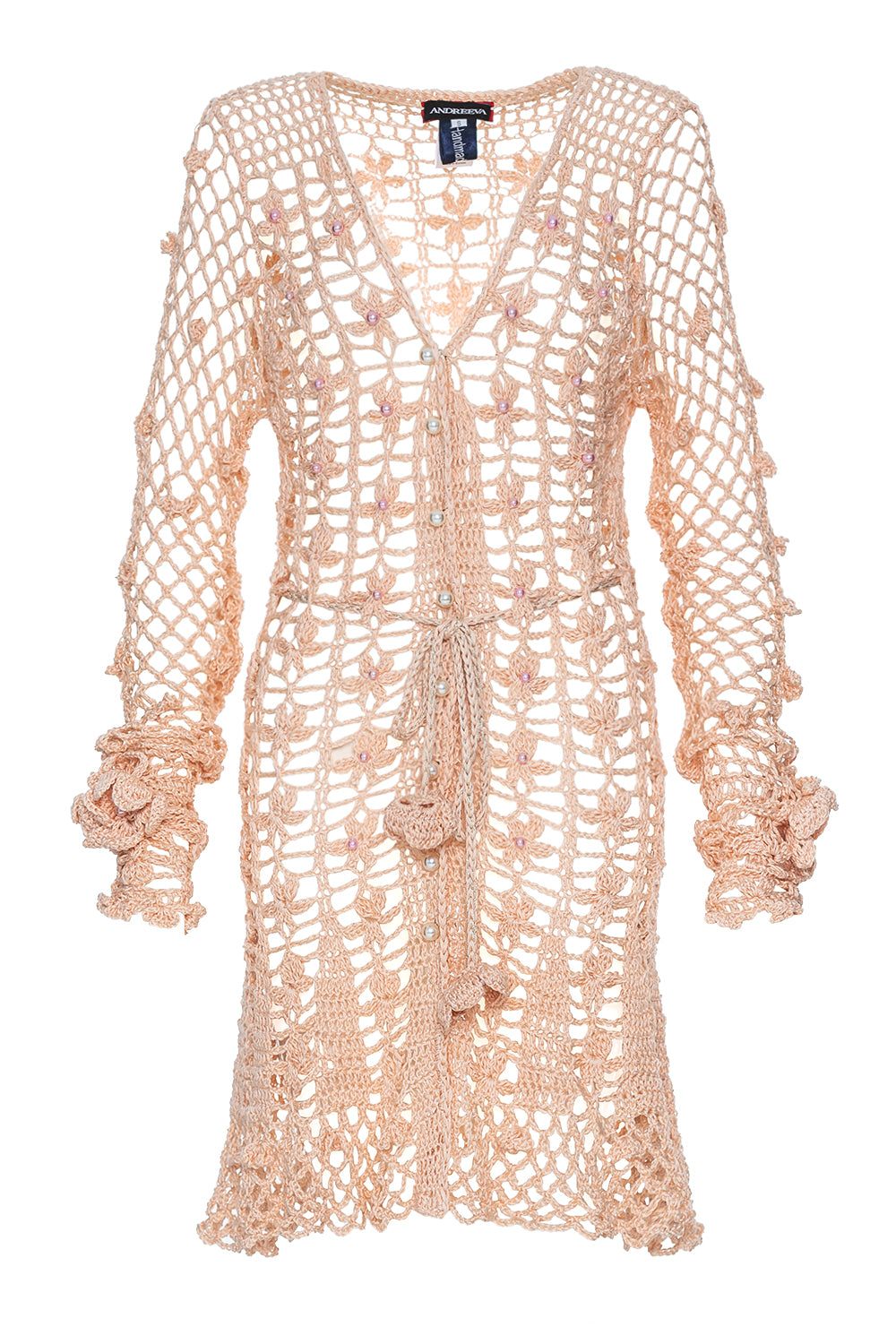 Andreeva Women's Neutrals / Rose Gold Peach Vanilla Handmade Crochet Midi Dress