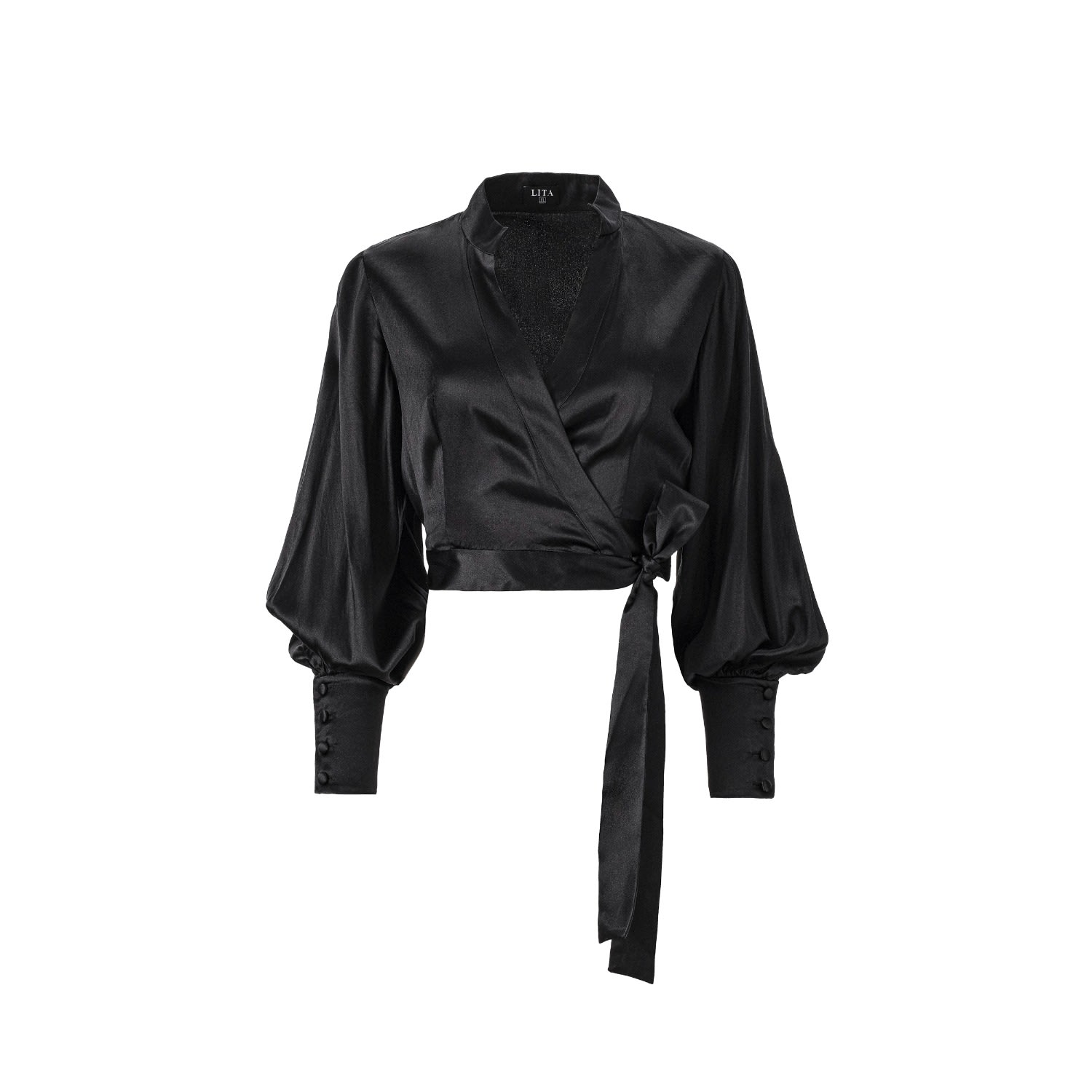 Lita Couture Women's Wrap Around Blouse In Black In Black