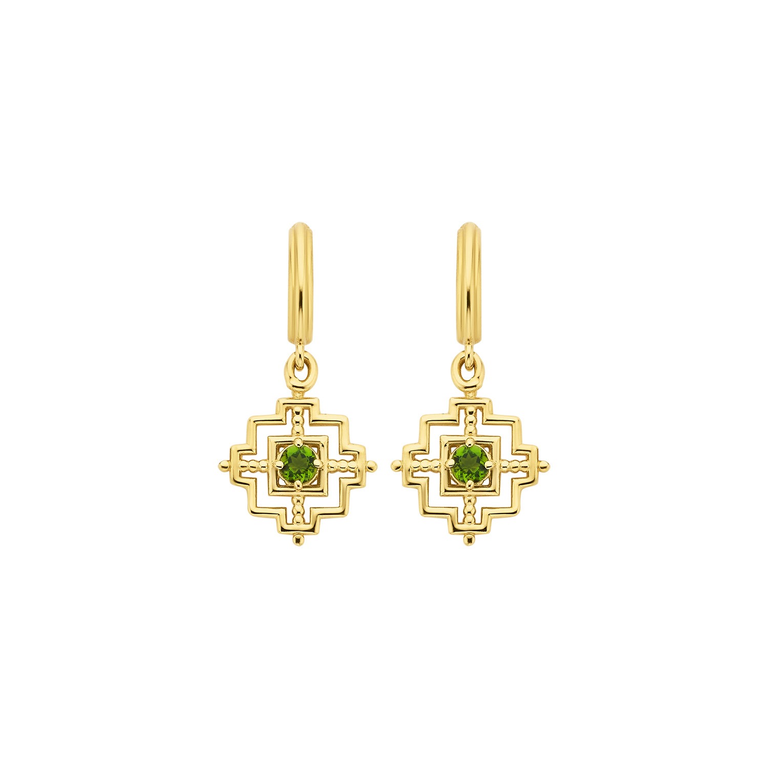 Zoe And Morgan Women's Gold / Green Centred Earrings Gold Chrome Diopside