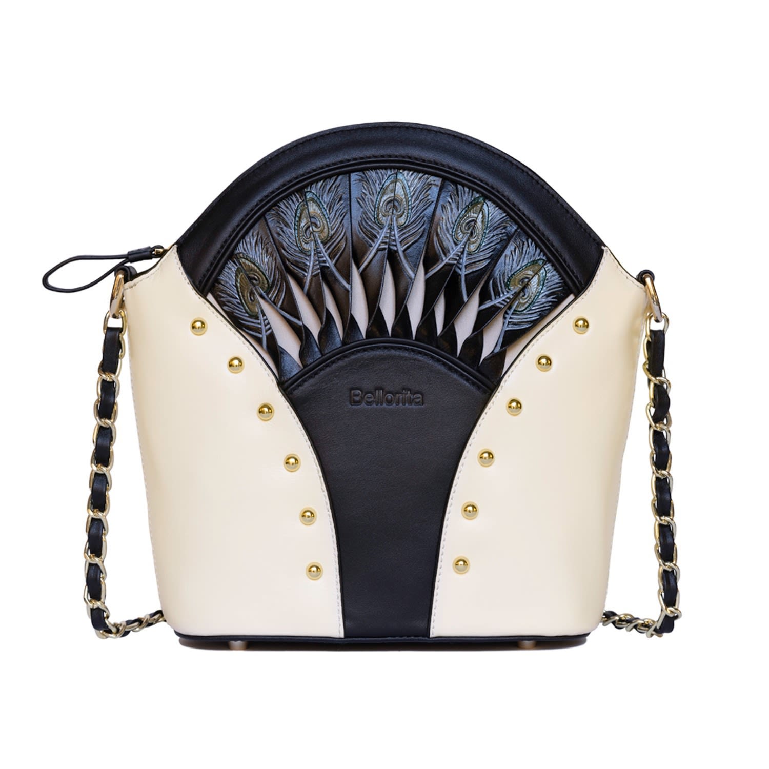 Women’s Feather Shoulder Bag Leather White Bellorita