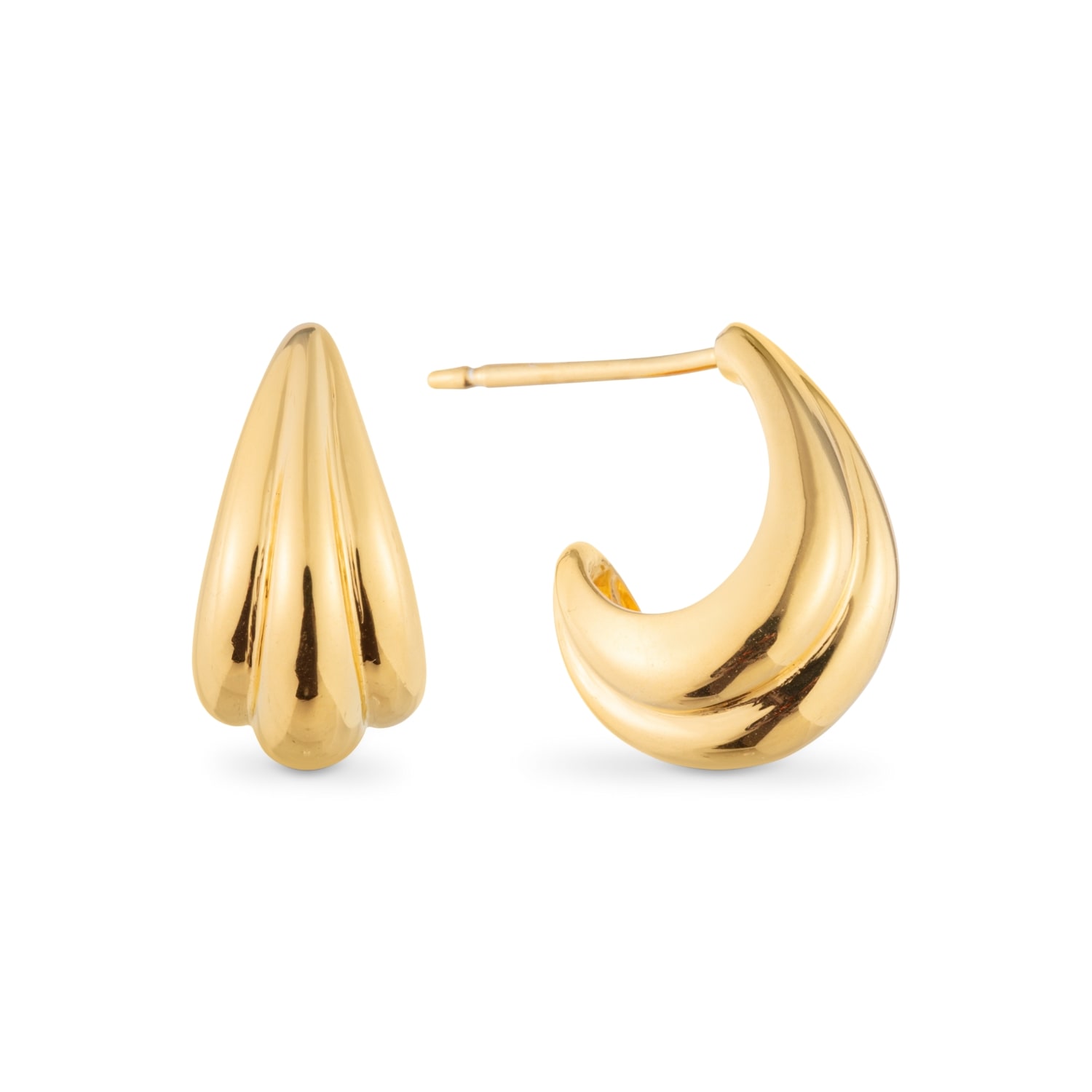 Beyjou Women's Gold Ribbed Teardrop Dome Earrings In Gold
