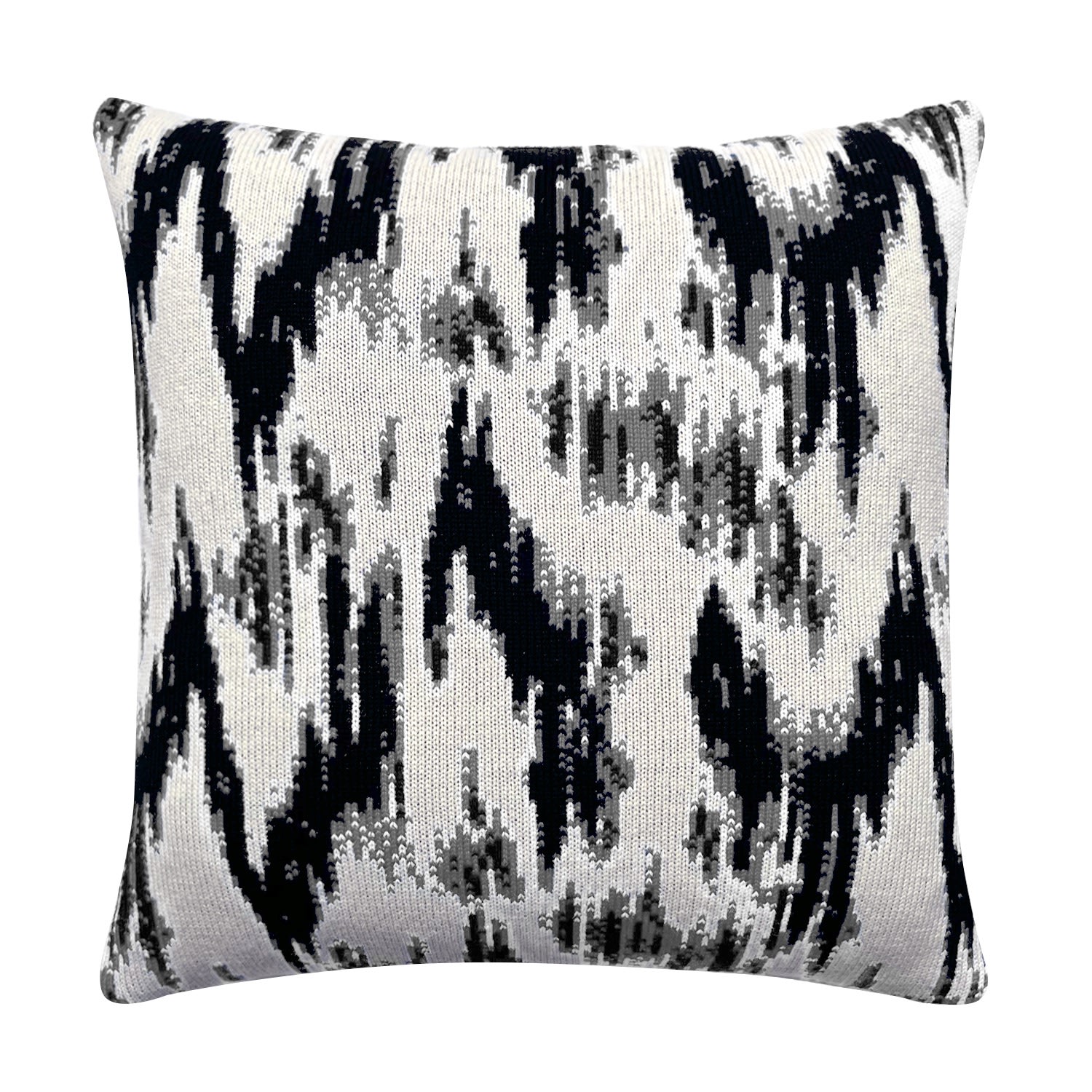 Ikat Wool & Cashmere Knitted Cushion Grey Ingmarson