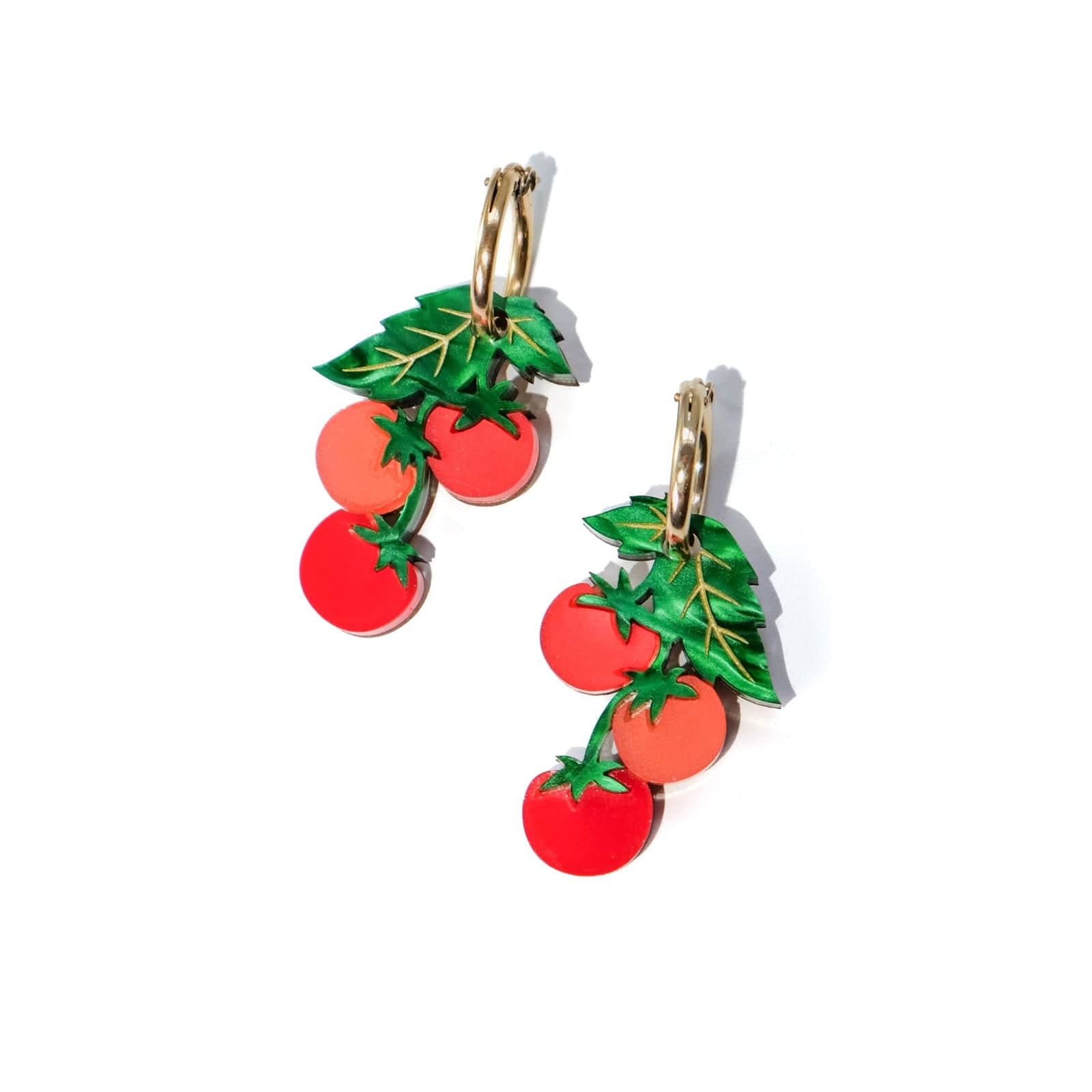 By Chavelli Men's Red Tomato On-the-vine Dangly Hoop Earrings