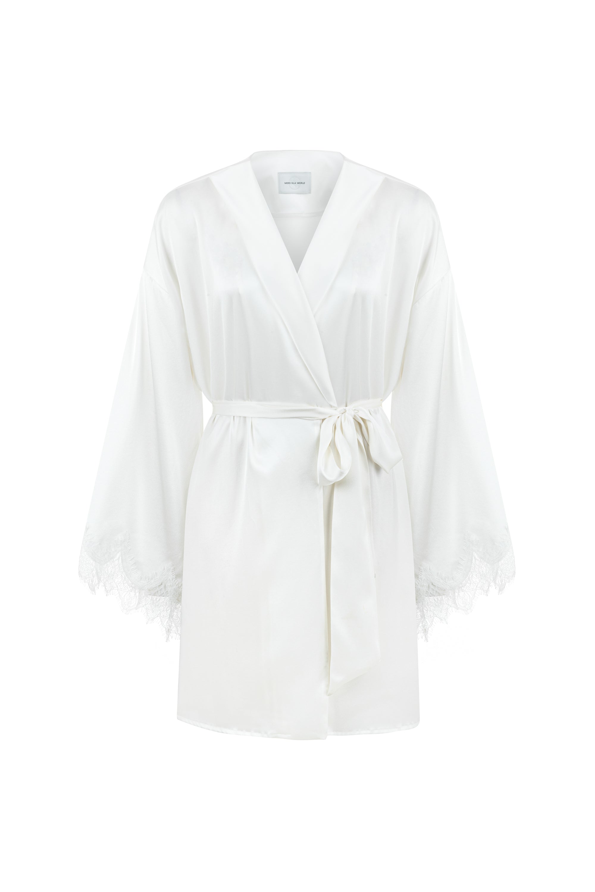 Mers Silk Women's White Anya Silk Robe In White