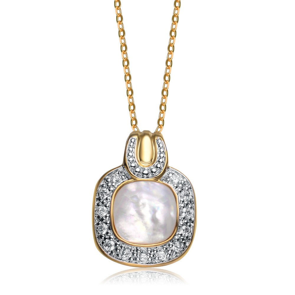 Women’s Gold / Pink / Purple Sterling Silver Gold Plated White And Black Cubic Zirconia Pendant Genevive Jewelry