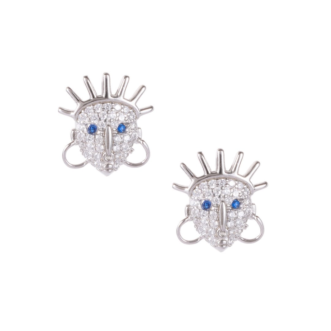 Dolà Women's Gold / Silver Adéọlá Encrusted Studs – Gold Vermeil With White Topaz & Blue Sapphire