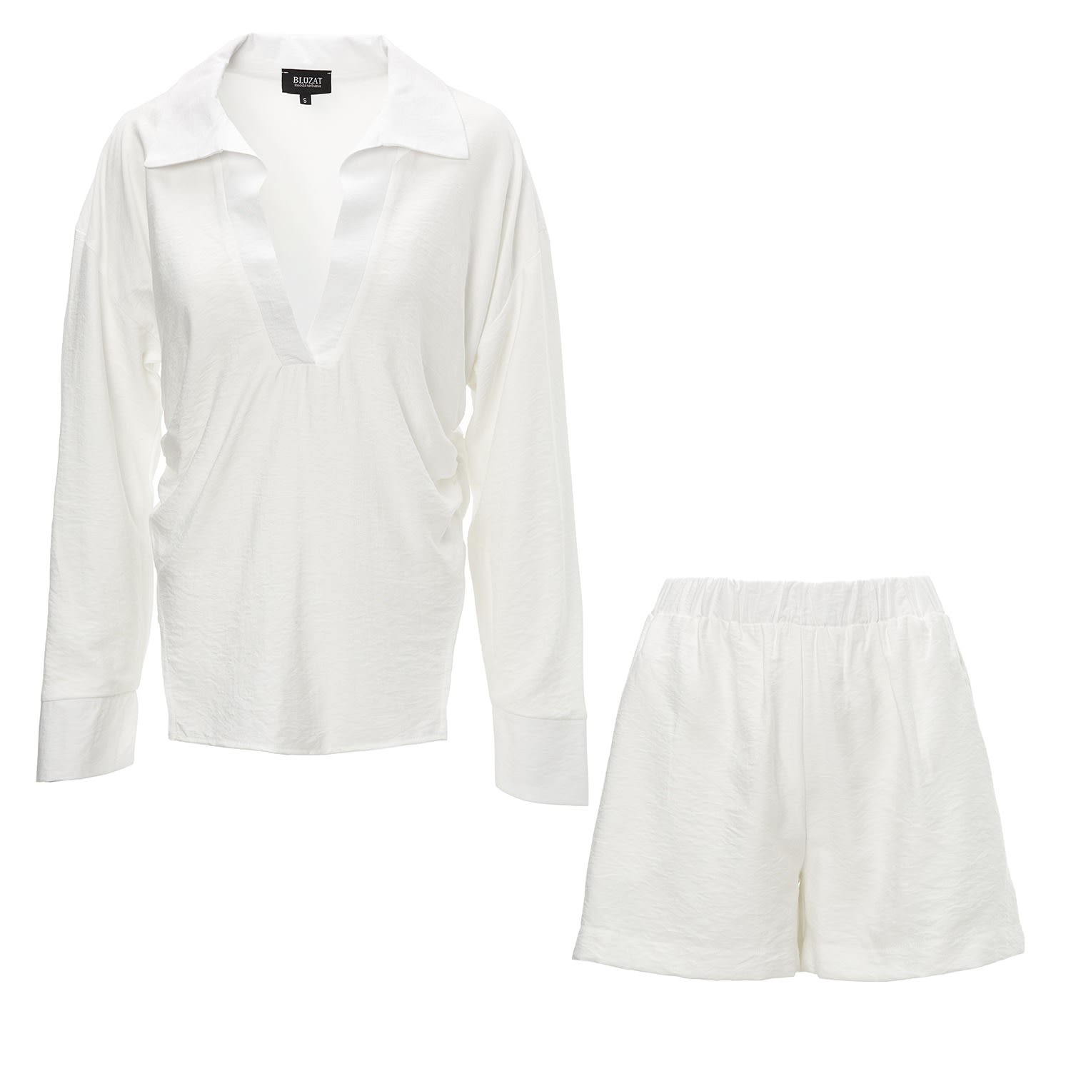 White Set With Shirt And Boxer Shorts Medium Bluzat