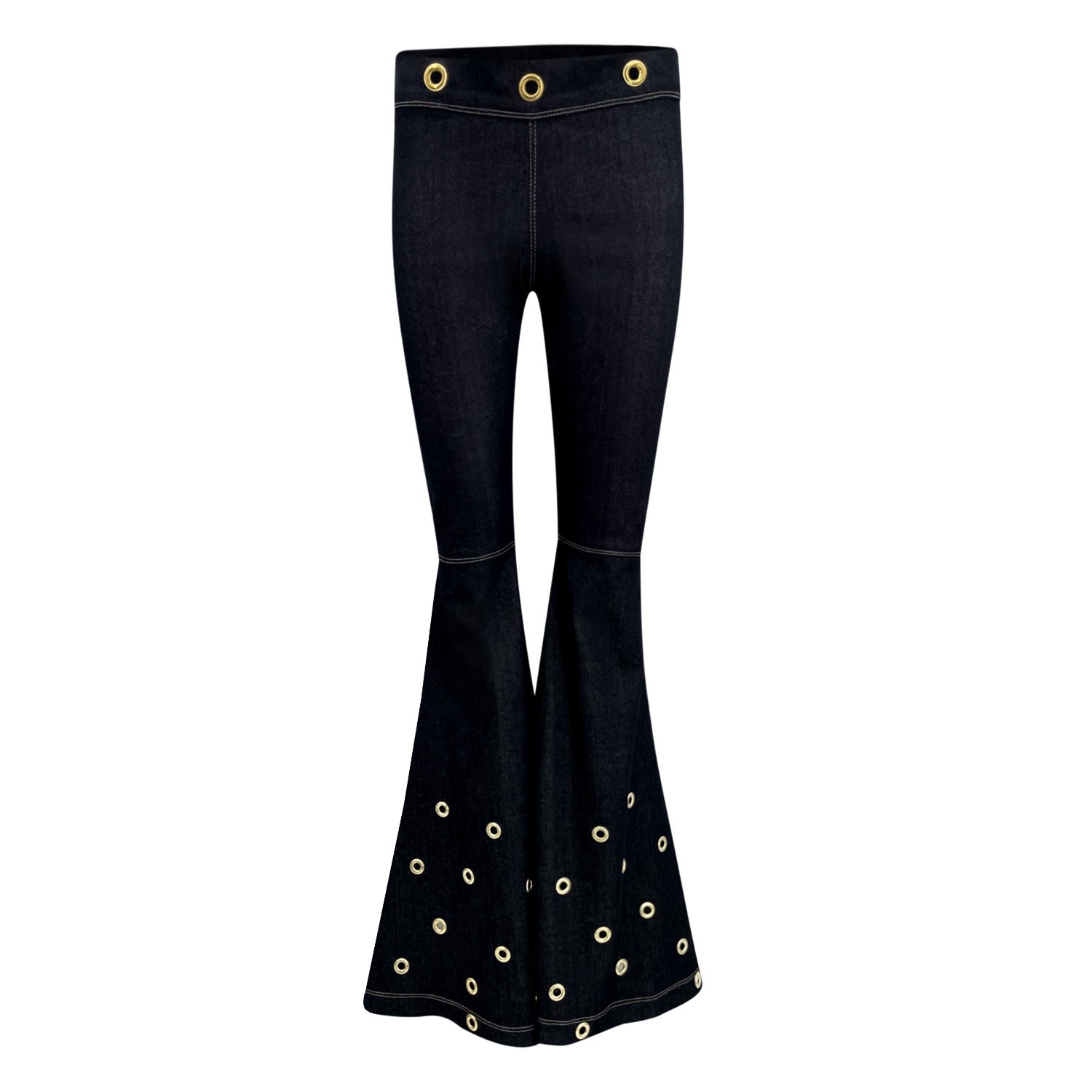 Black Chance Denim Bell-Bottom Pants Extra Small Maui X Lolita