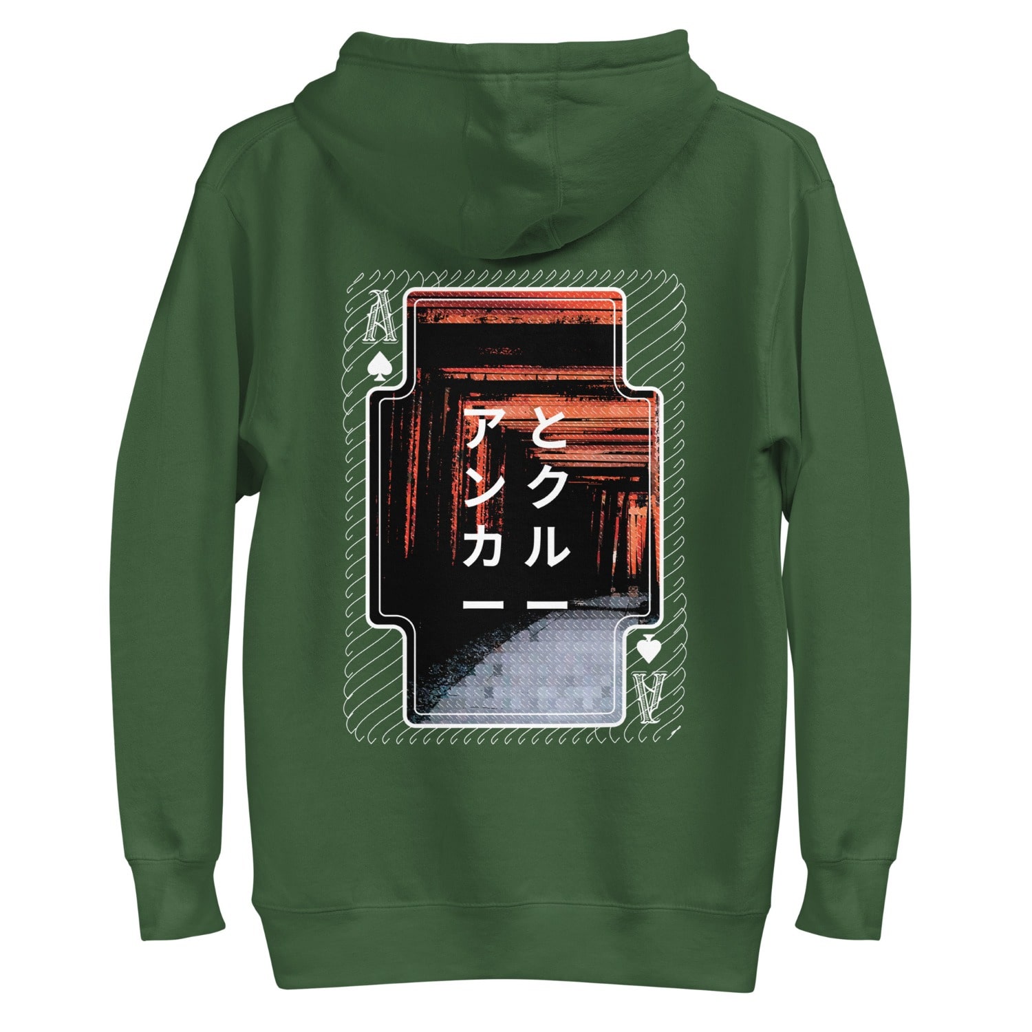 Anchor & Crew Forest Green Four Japan Gurafiku Cotton Blend Hoodie - Women In Green