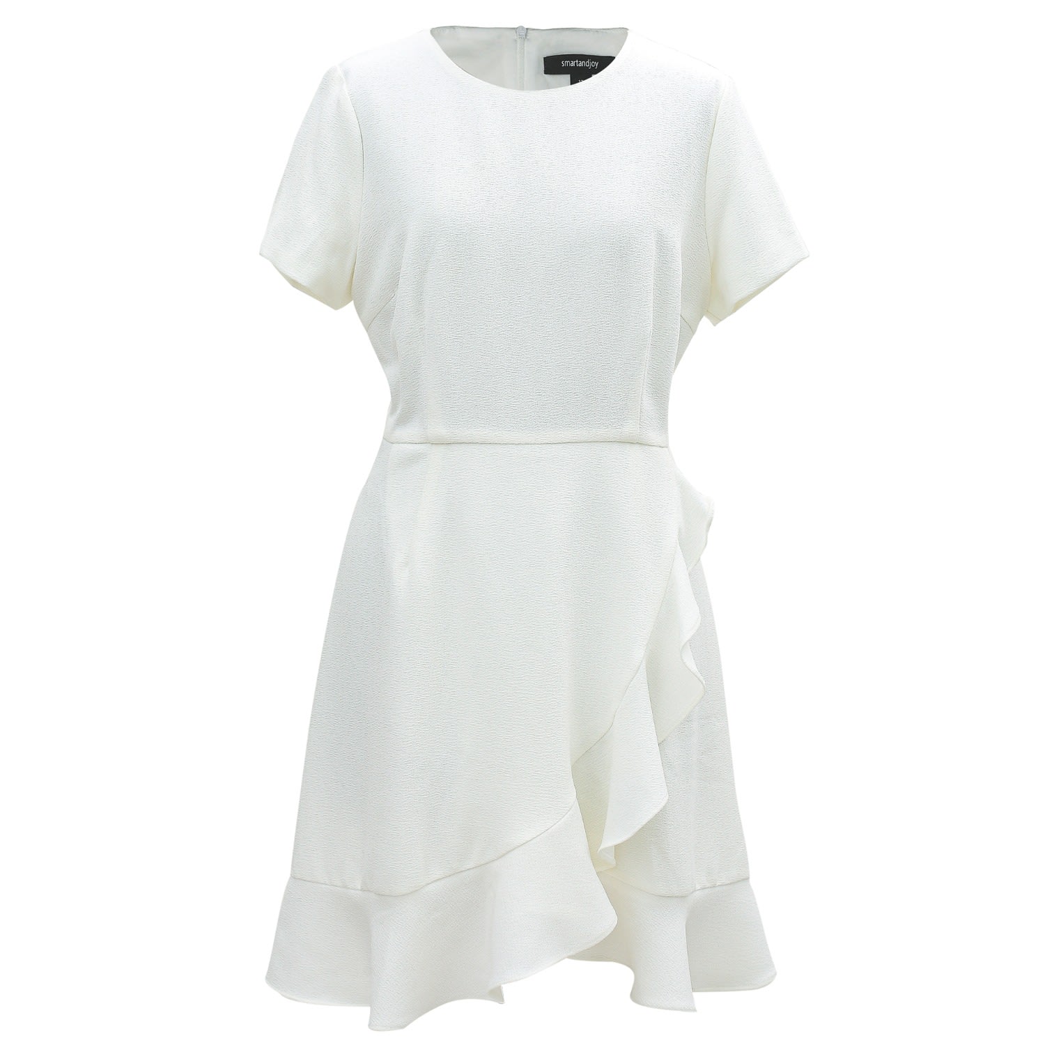 Smart And Joy Women's Short Skater Dress With Frills - White In White