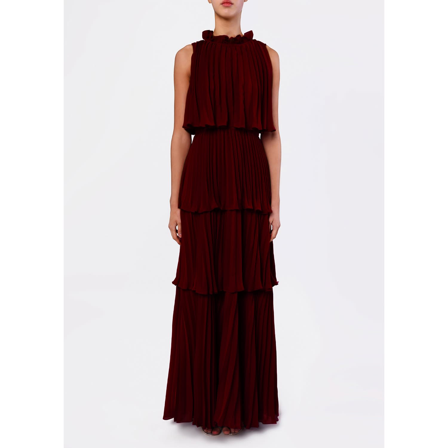 burgundy tiered dress