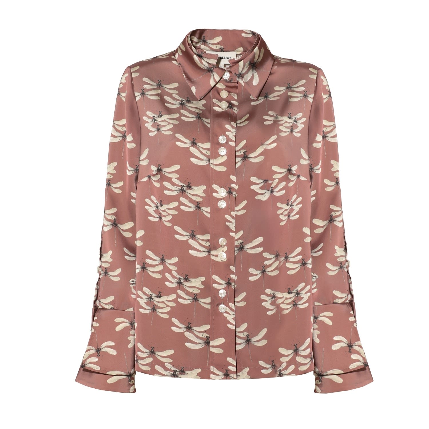 Julia Allert Women's Yellow / Orange / Pink Designer Dragonfly Satin Shirt Terracotta Pink In Yellow/orange/pink