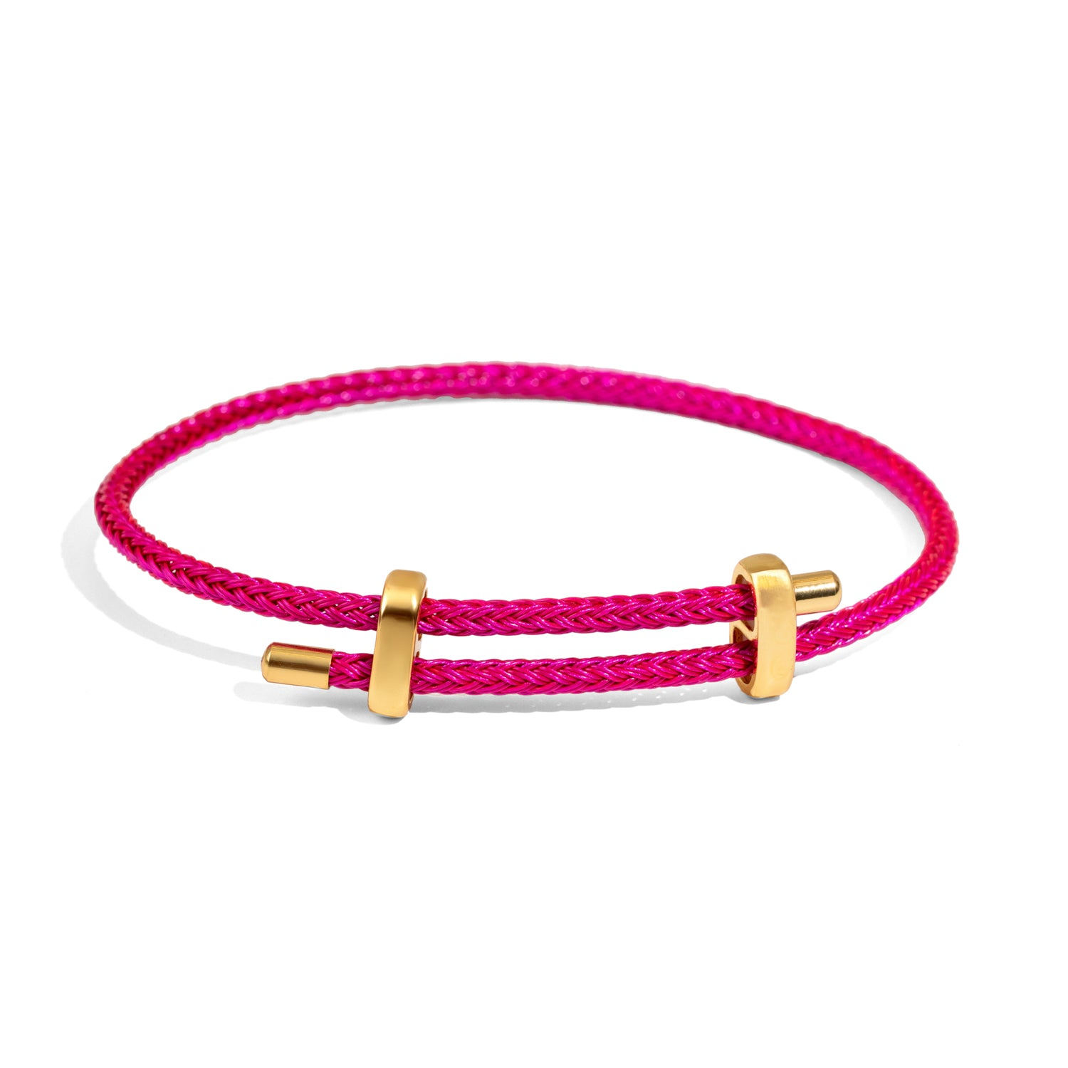 Ebru Jewelry Women's Gold / Pink Fuchsia Glow Adjustable Gold Rope Bracelet - Fuchsia Pink In Multi
