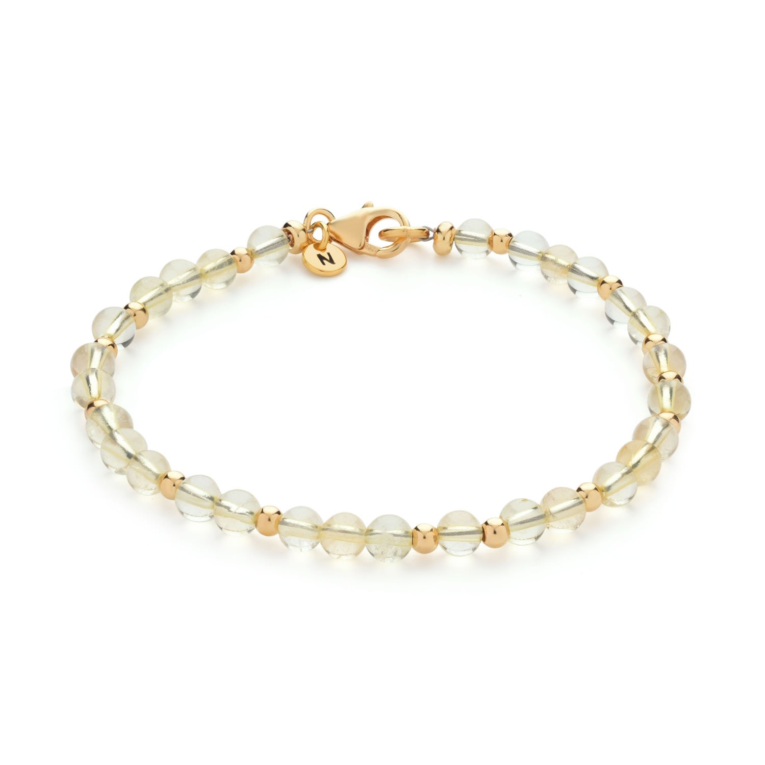 Nellou Jewellery Women's Yellow / Orange Jewel Bead November Birthstone Bracelet Gold Plated Sterling Silver - Citrin