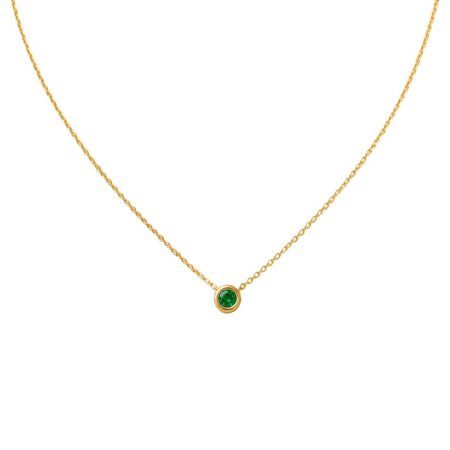 Women's Gold / Green Emerald Solitaire Necklace On Solid Gold | Lily Flo Jewellery