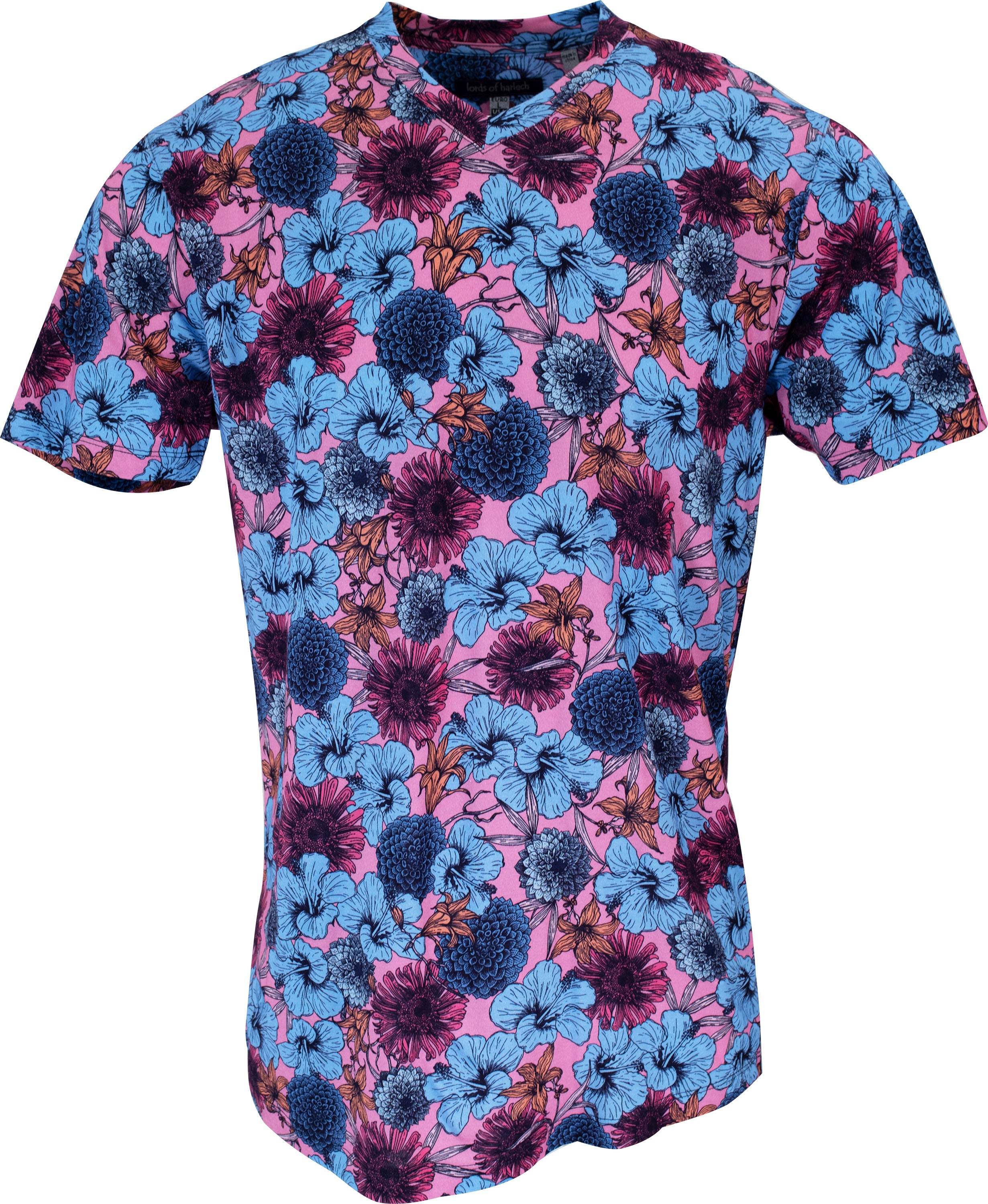 Men’s Blue / Yellow / Orange Maze Hibiscus Garden Shirt - Pink Extra Large Lords of Harlech