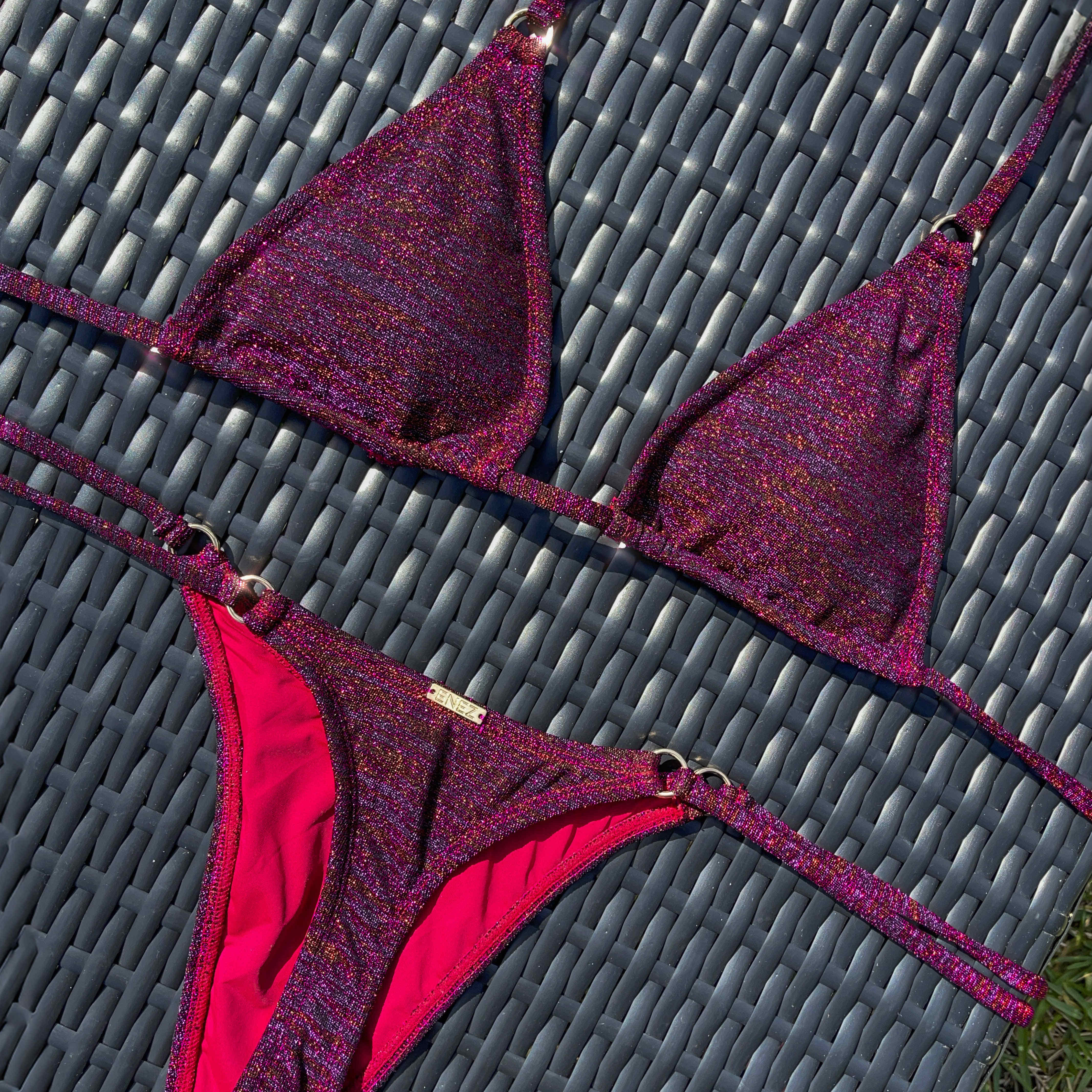 Mira Top - Black Cherry Glitter | Enez Swim | Wolf & Badger