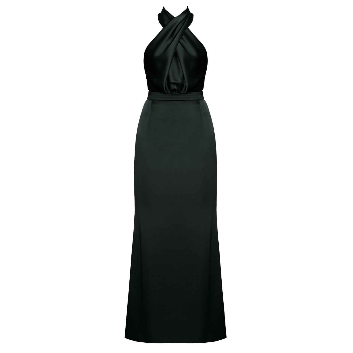 Women’s Aliur Long Black Satin Evening Dress Small Undress