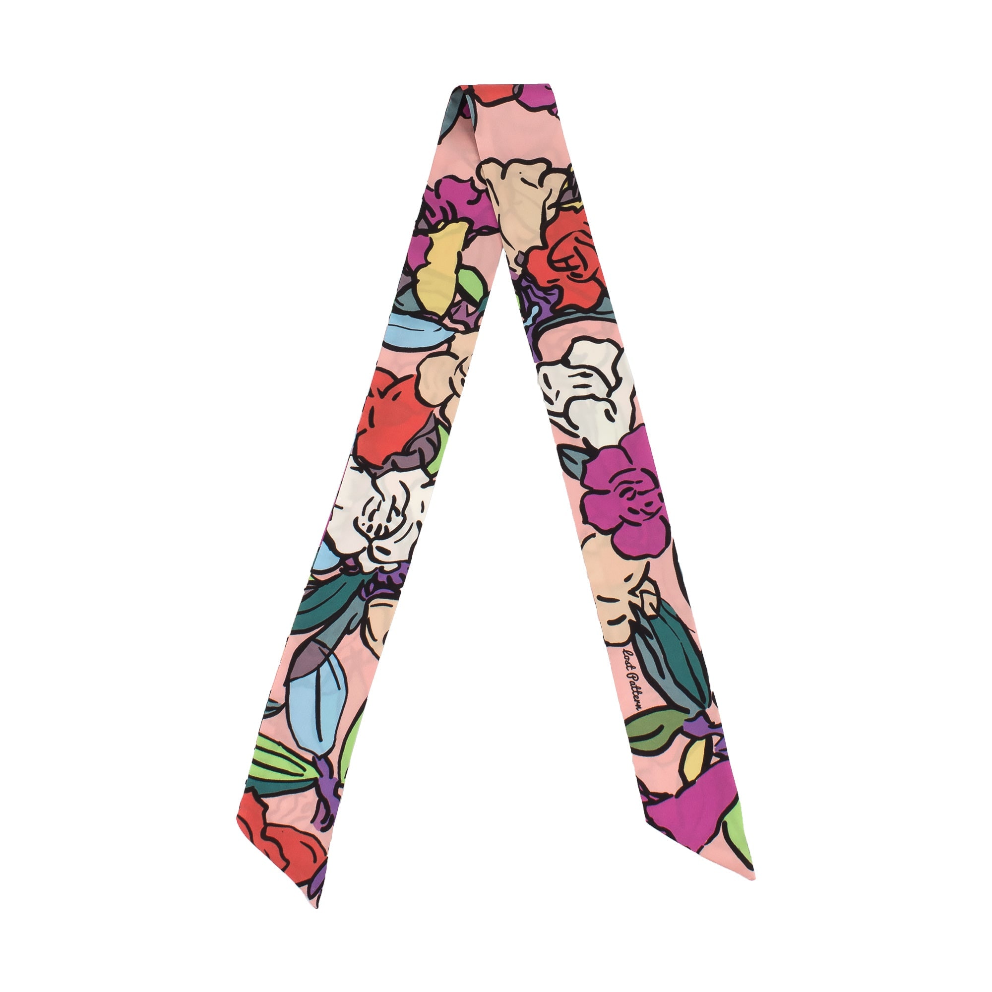 Lost Pattern Nyc Women's Pink Azalea Silk Skinny Scarf In Pink