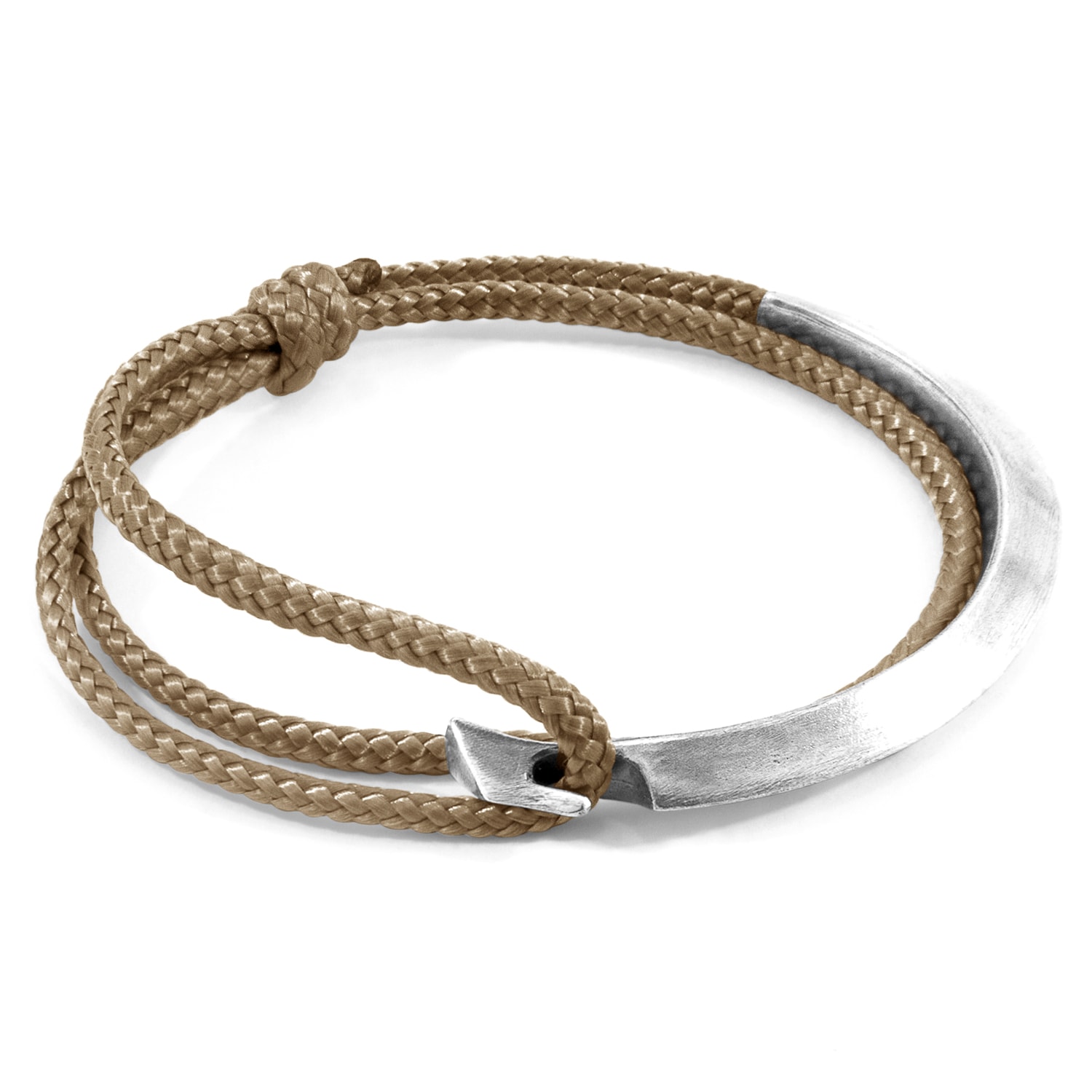 Men’s Sand Brown Hove Silver & Rope Bracelet Anchor & Crew