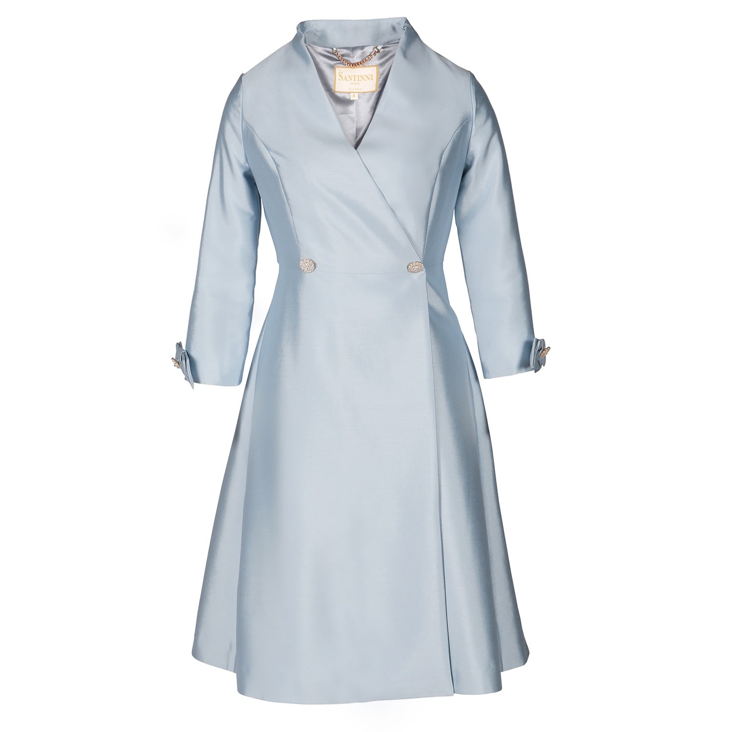 Women's Blue 'Astor' 100% Wool & Silk Dress Coat In Blu | Medium | Santinni