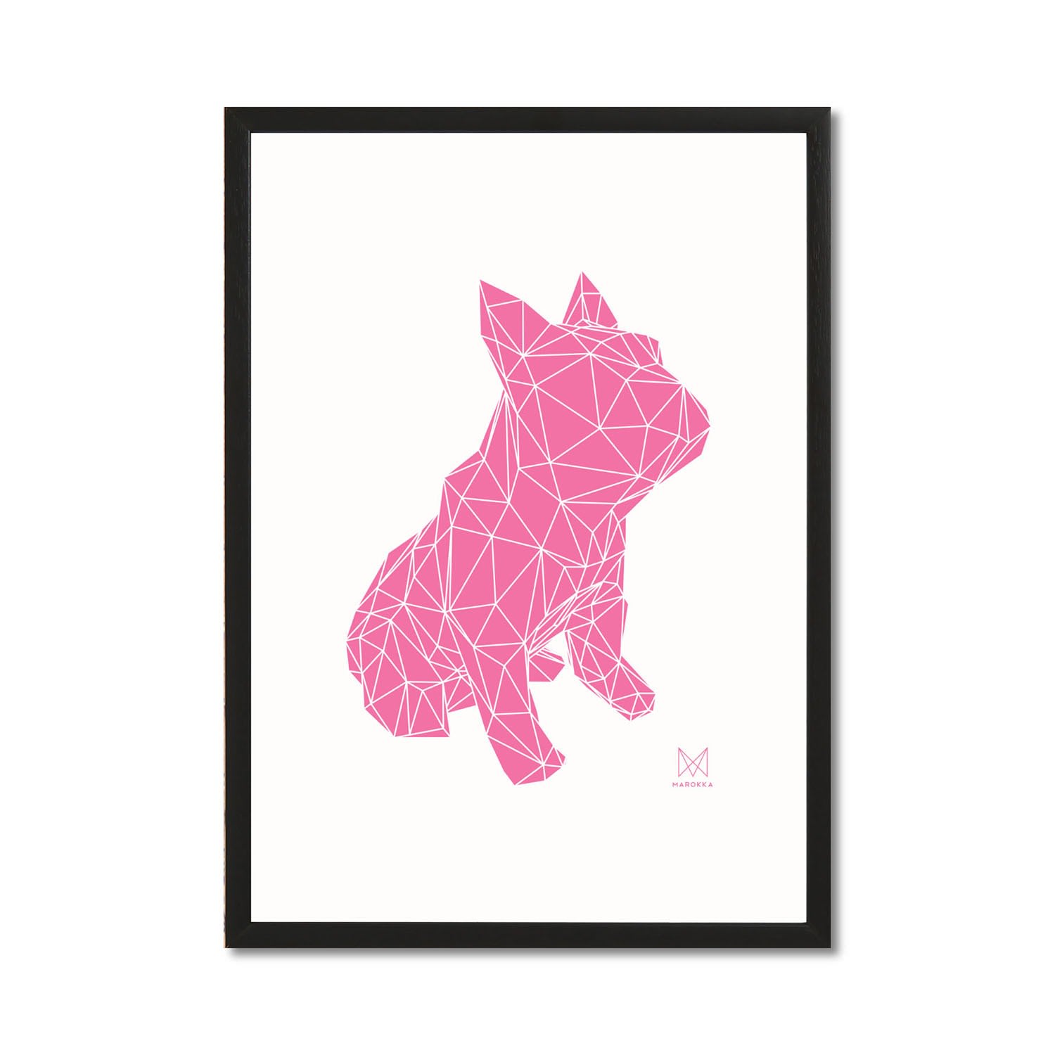 Pink / Purple French Bulldog Geometric Print - Frank Pink On White Marokka Design