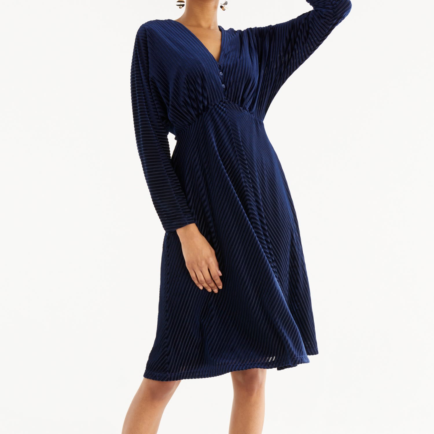 striped velvet dress