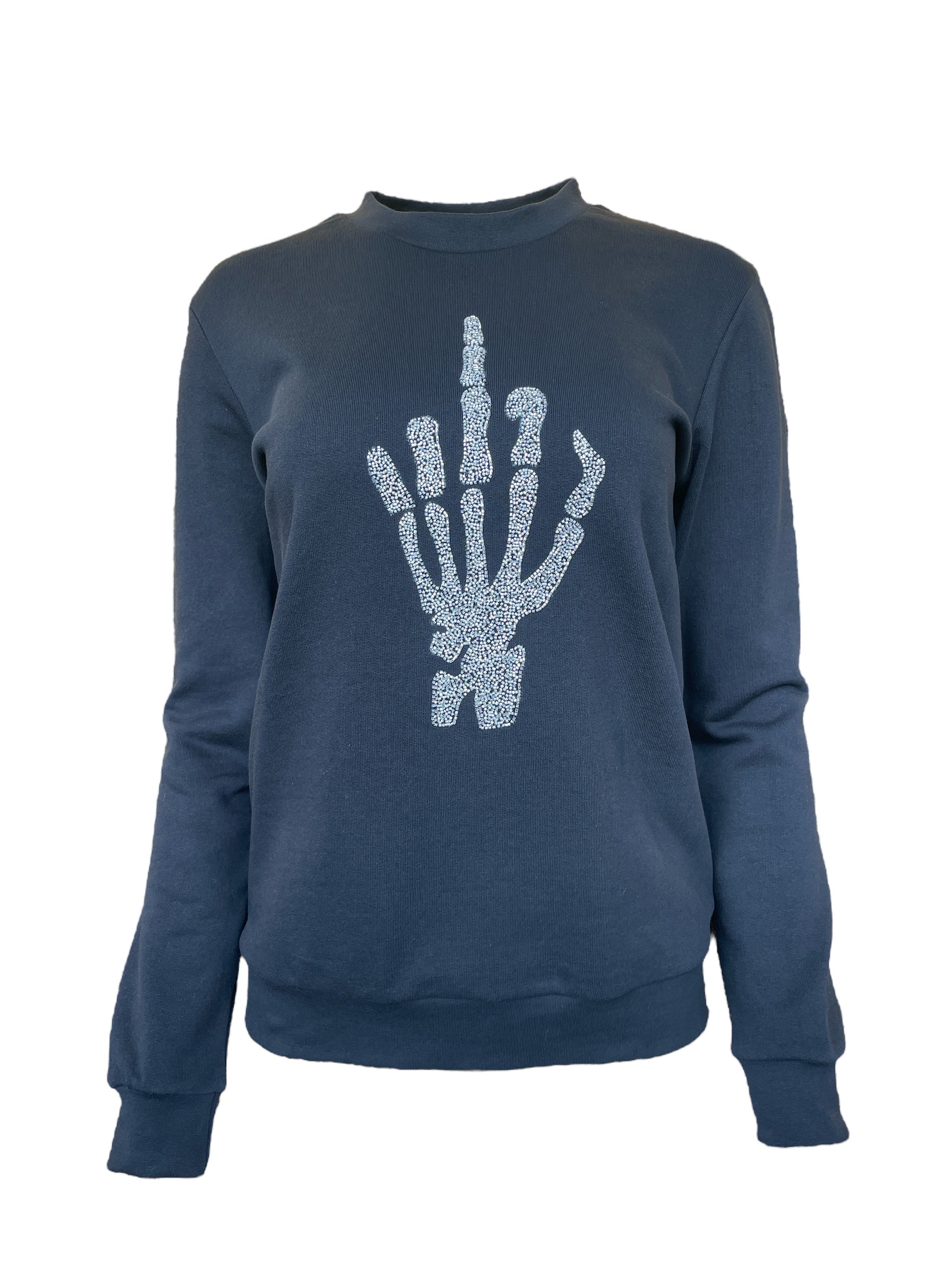 Any Old Iron Black / Silver  Mens Skull Finger Sweatshirts In Blue
