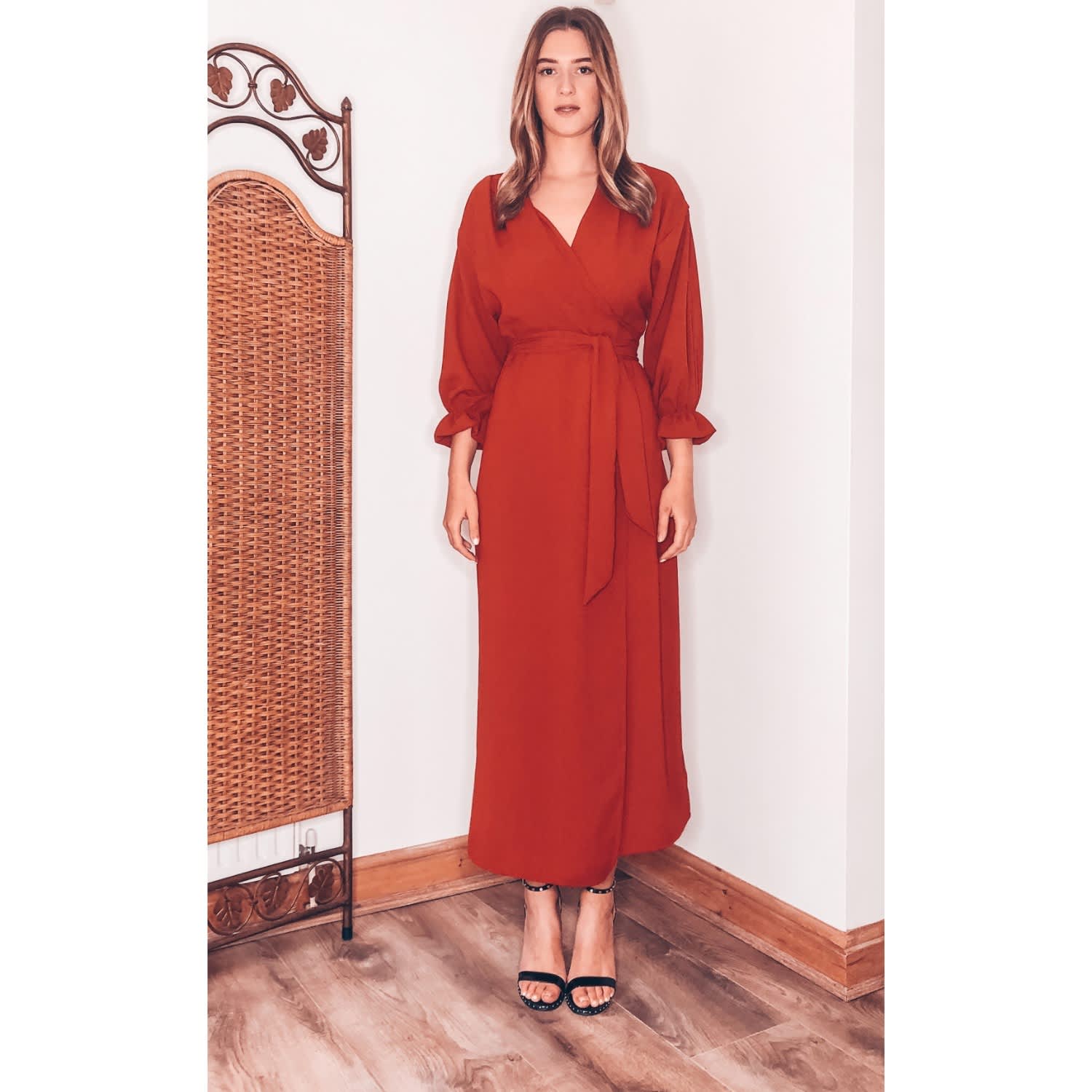 rust wrap dress
